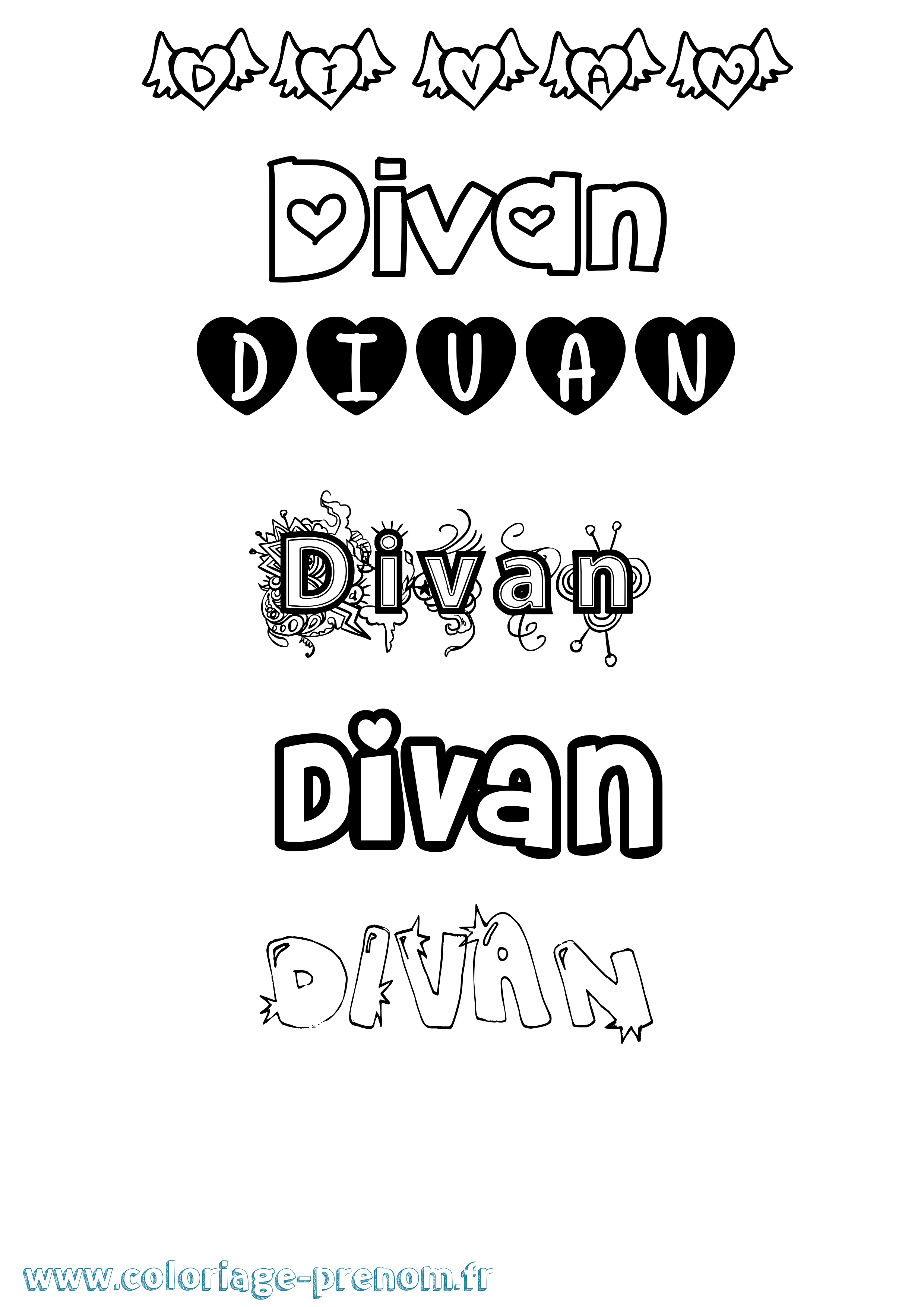 Coloriage Divan Girly Coloriage prénom Divan Girly