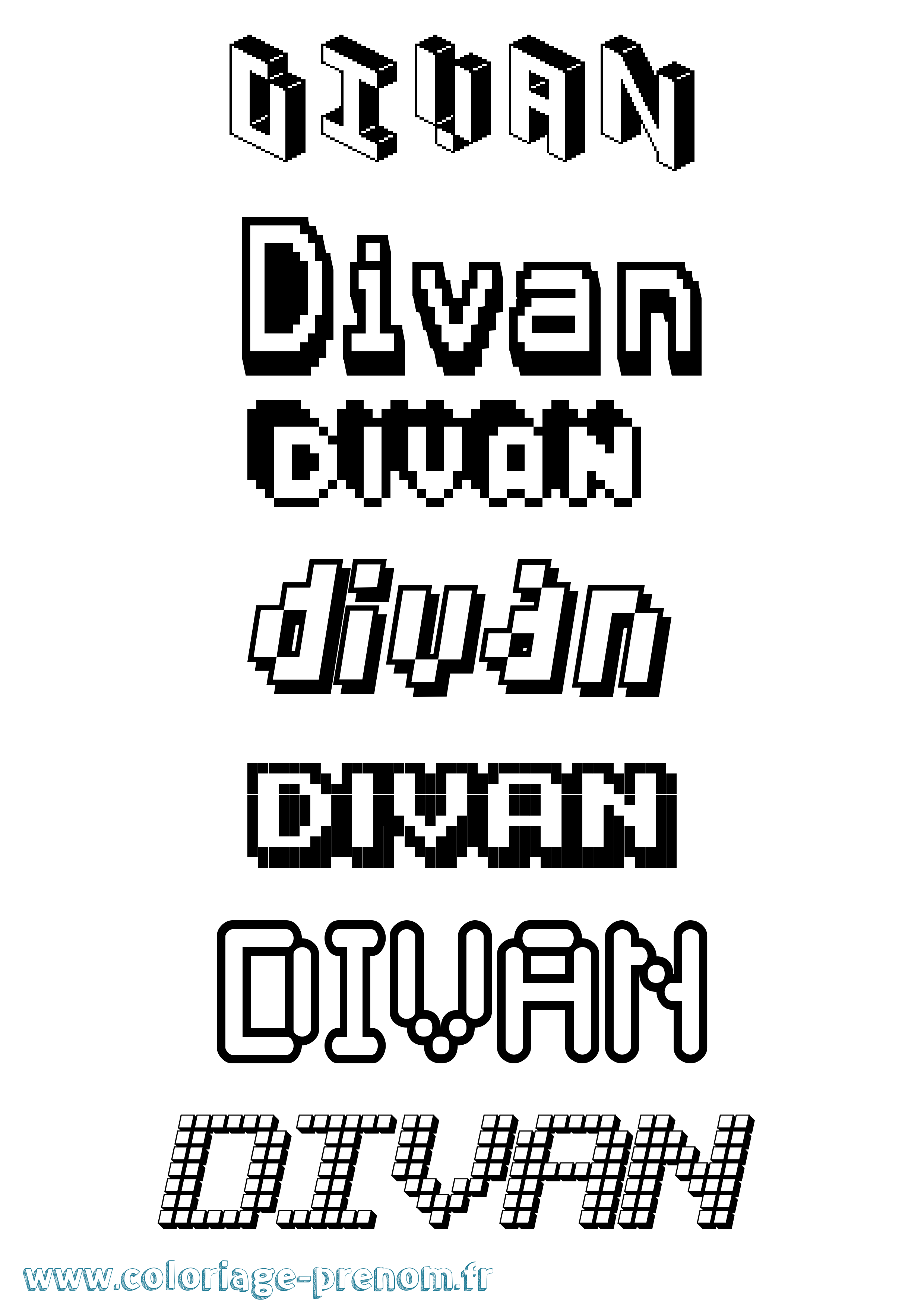 Coloriage Divan Pixel Coloriage prénom Divan Pixel