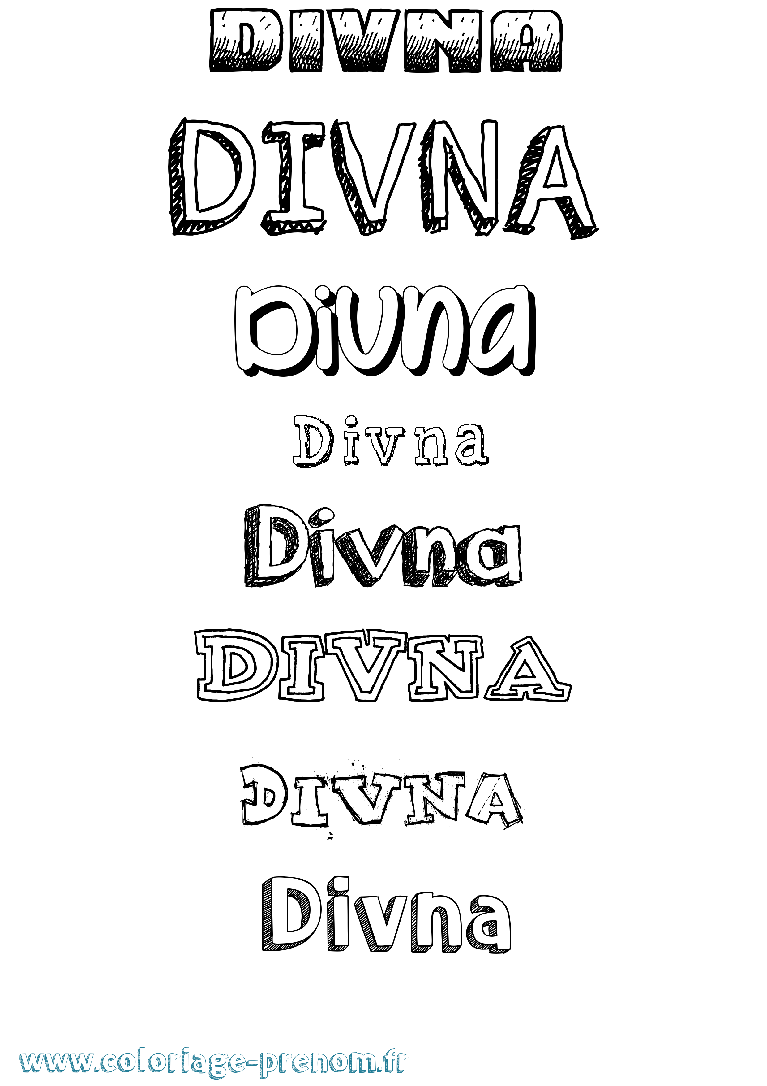 Coloriage Divna Dessiné Coloriage prénom Divna Dessiné