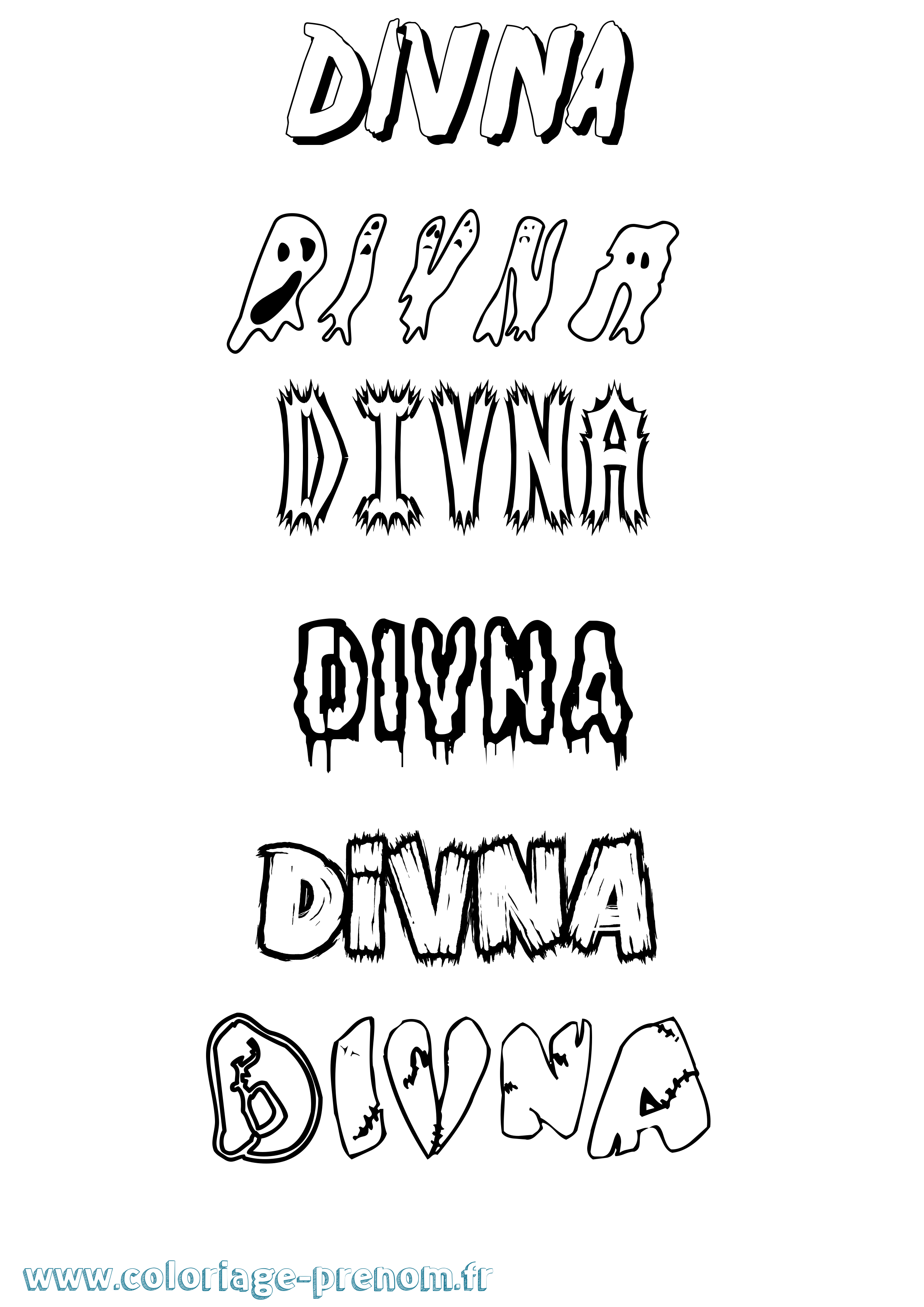 Coloriage Divna Frisson Coloriage prénom Divna Frisson