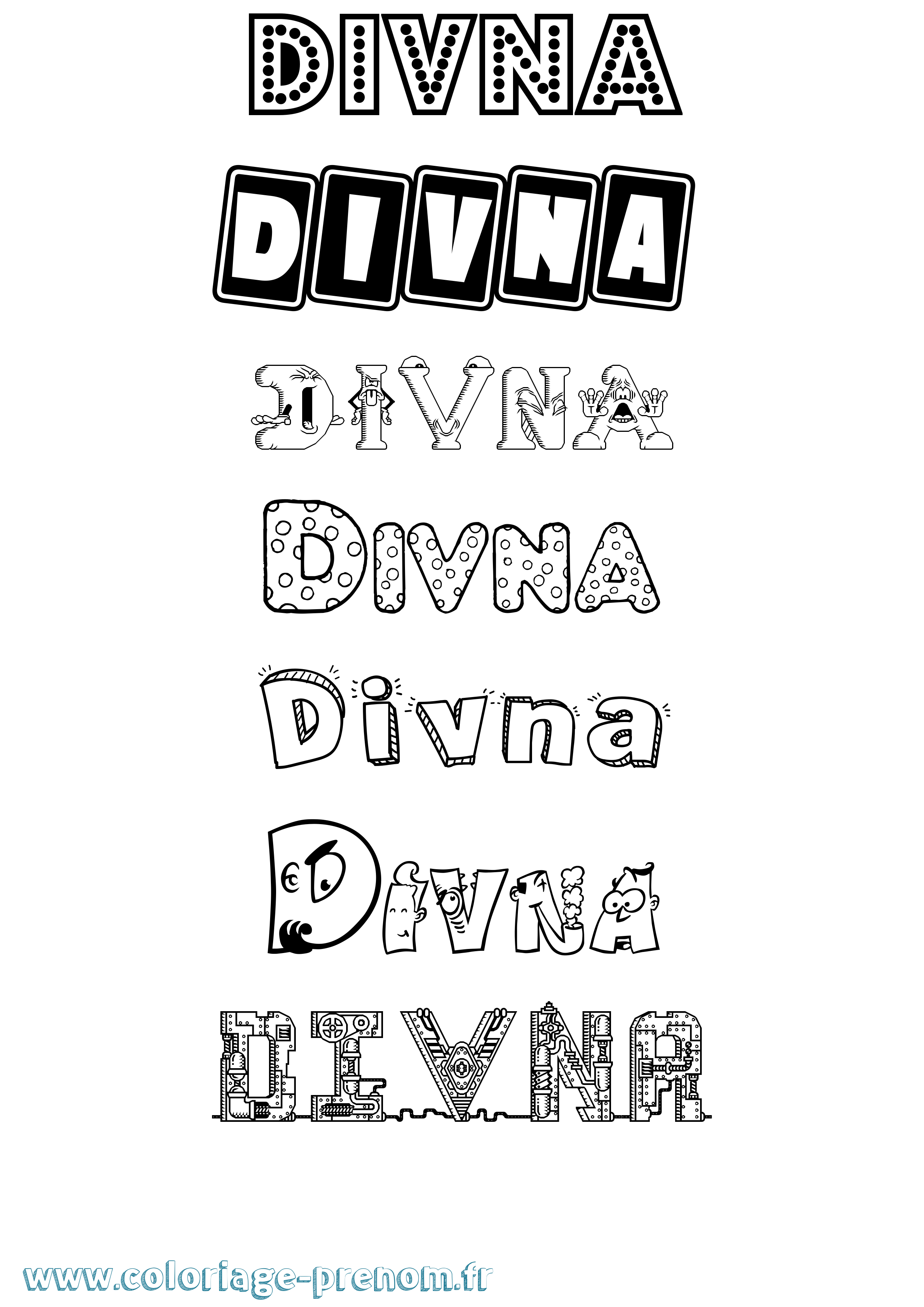 Coloriage Divna Fun Coloriage prénom Divna Fun