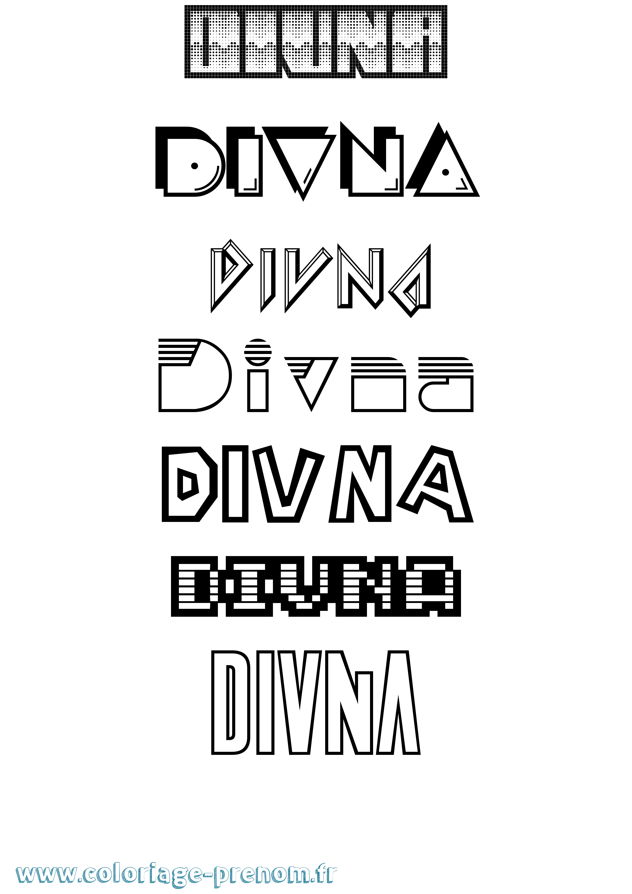 Coloriage Divna Jeux Vidéos Coloriage prénom Divna Jeux Vidéos
