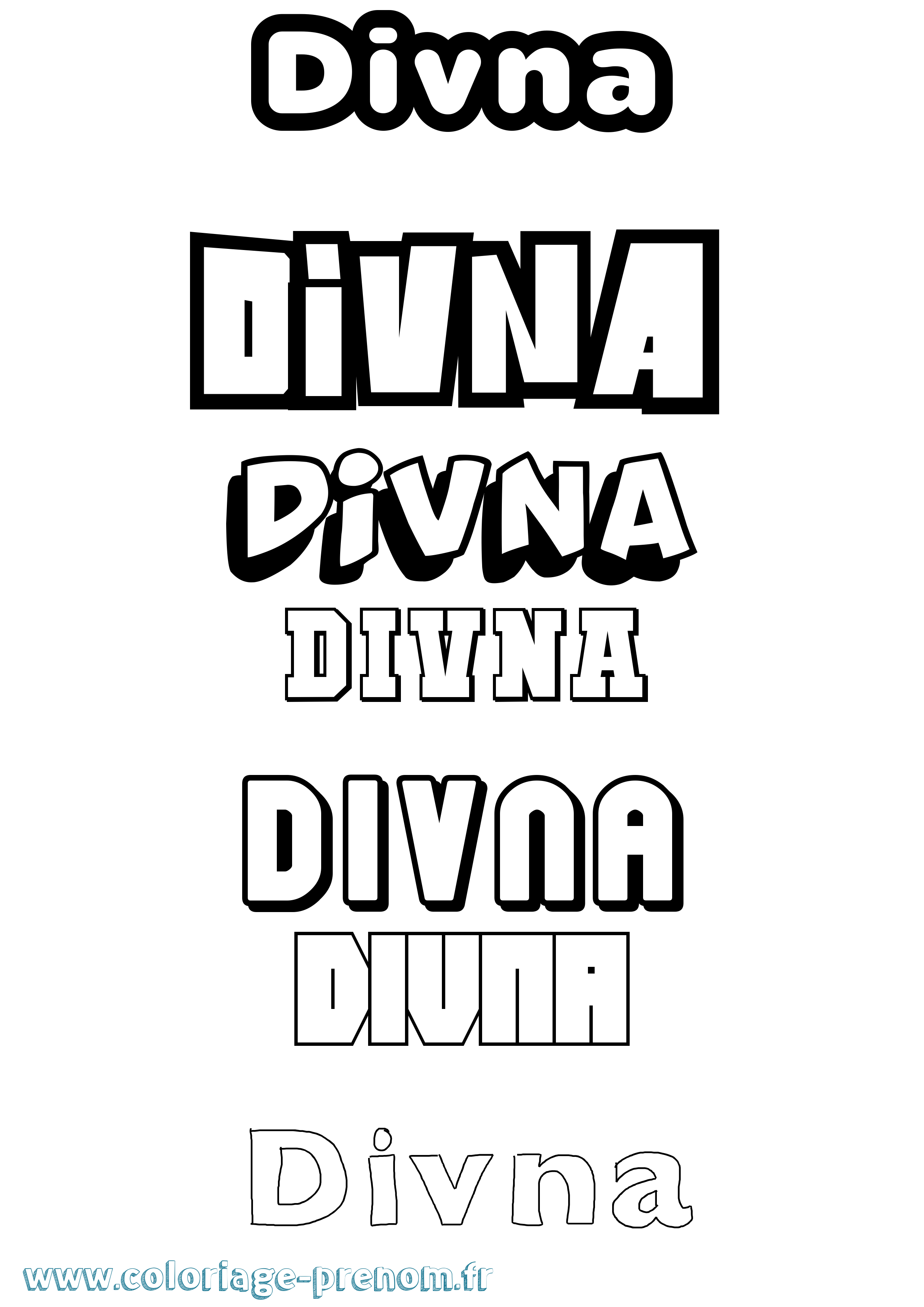 Coloriage Divna Simple Coloriage prénom Divna Simple