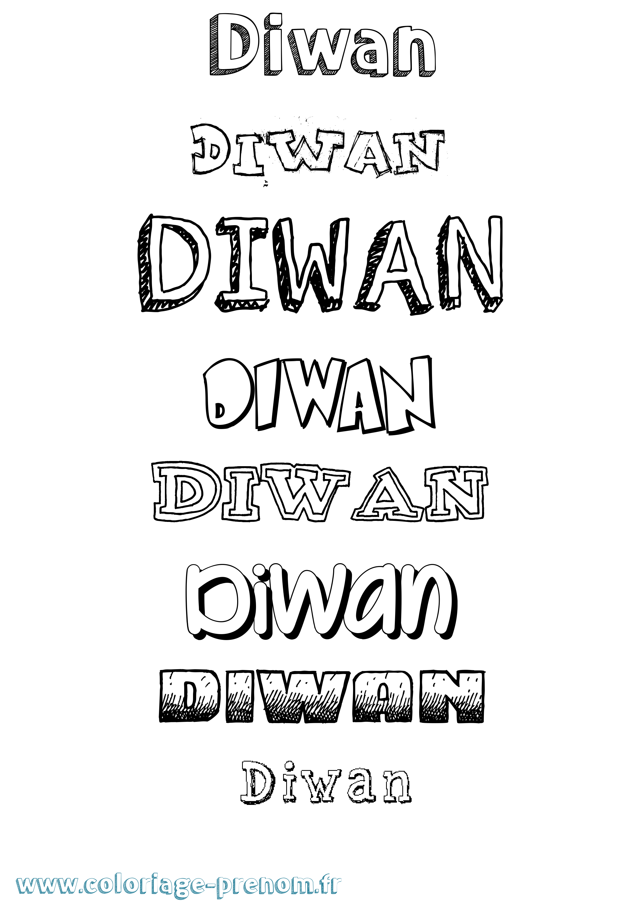 Coloriage Diwan Dessiné Coloriage prénom Diwan Dessiné