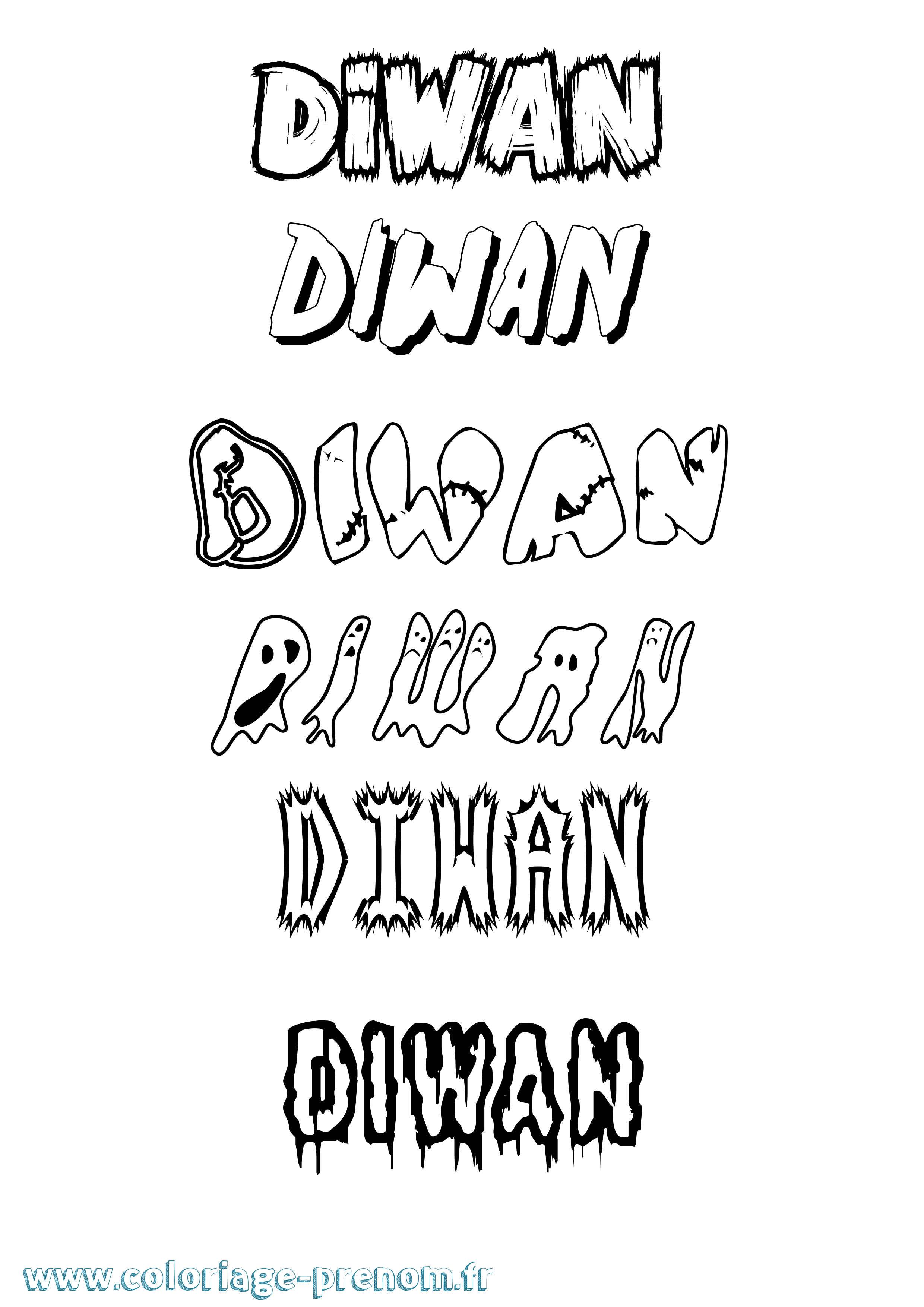 Coloriage Diwan Frisson Coloriage prénom Diwan Frisson