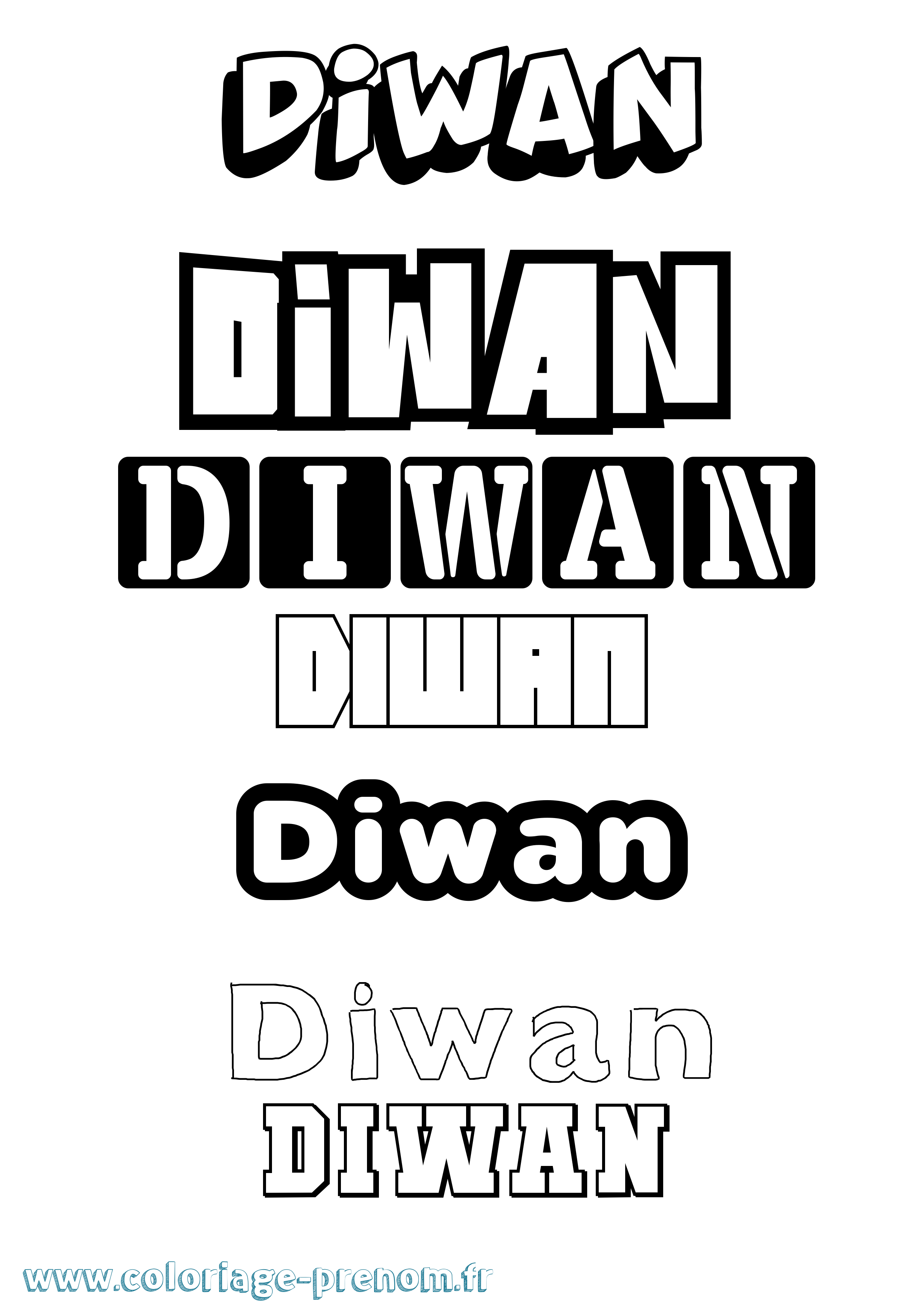 Coloriage Diwan Simple Coloriage prénom Diwan Simple