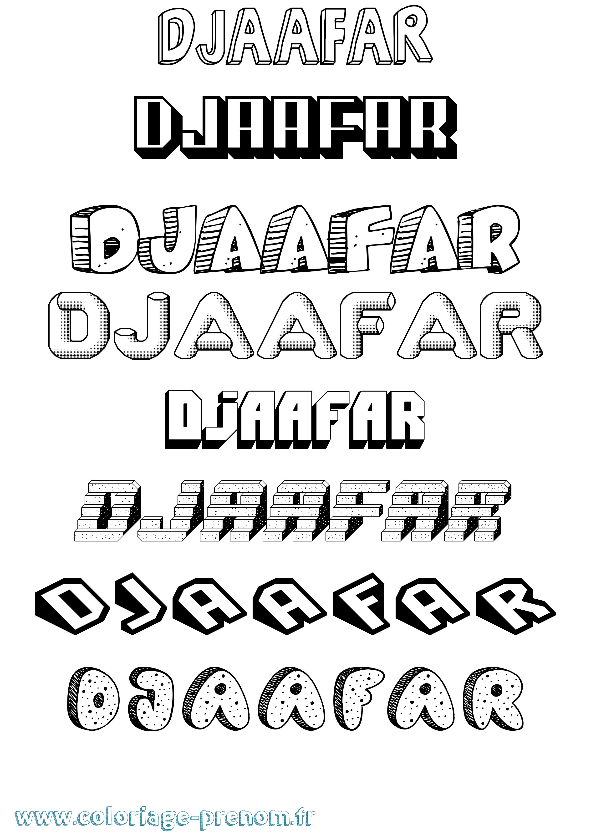 Coloriage Djaafar Effet 3D Coloriage prénom Djaafar Effet 3D