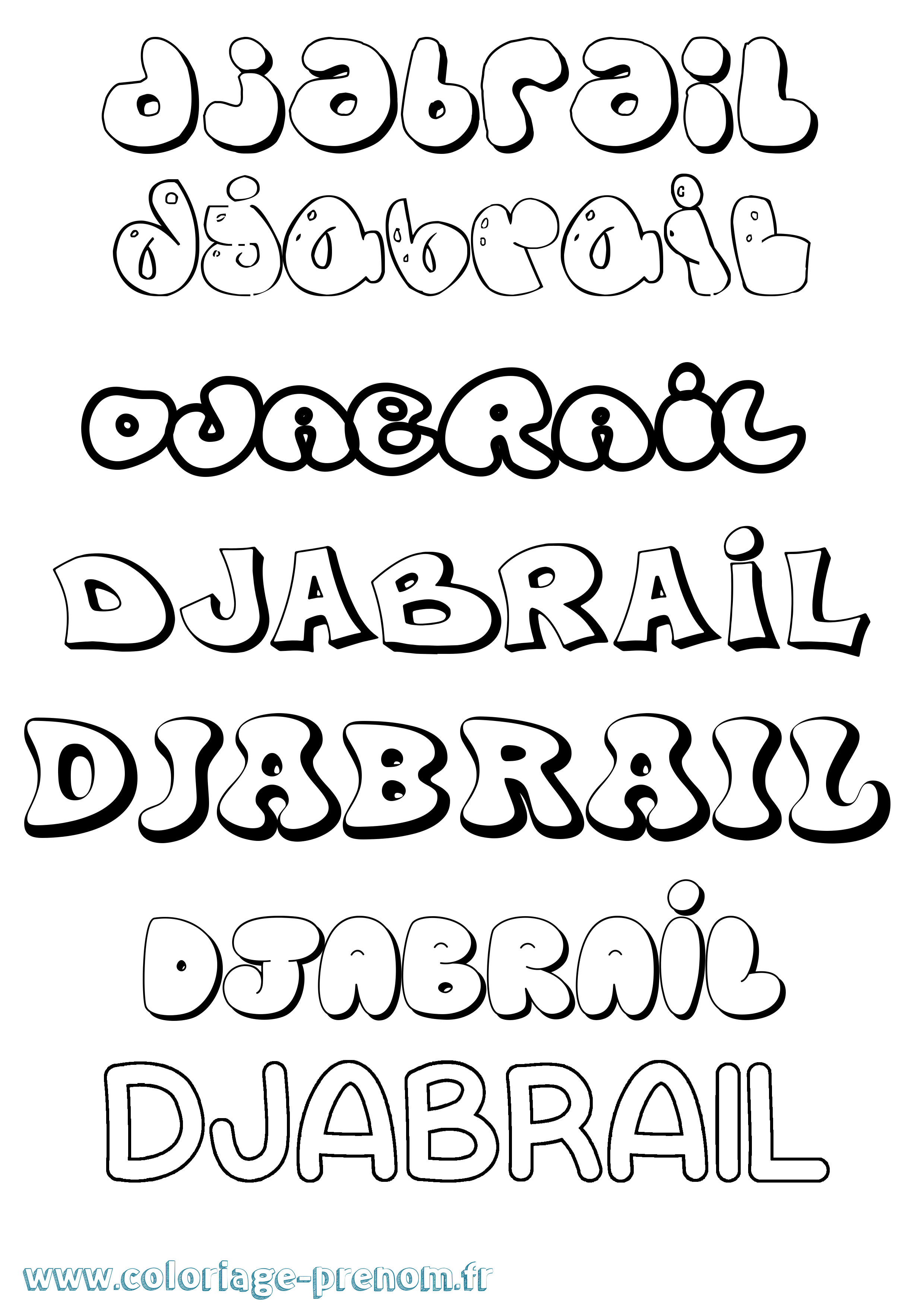 Coloriage Djabrail Bubble Coloriage prénom Djabrail Bubble
