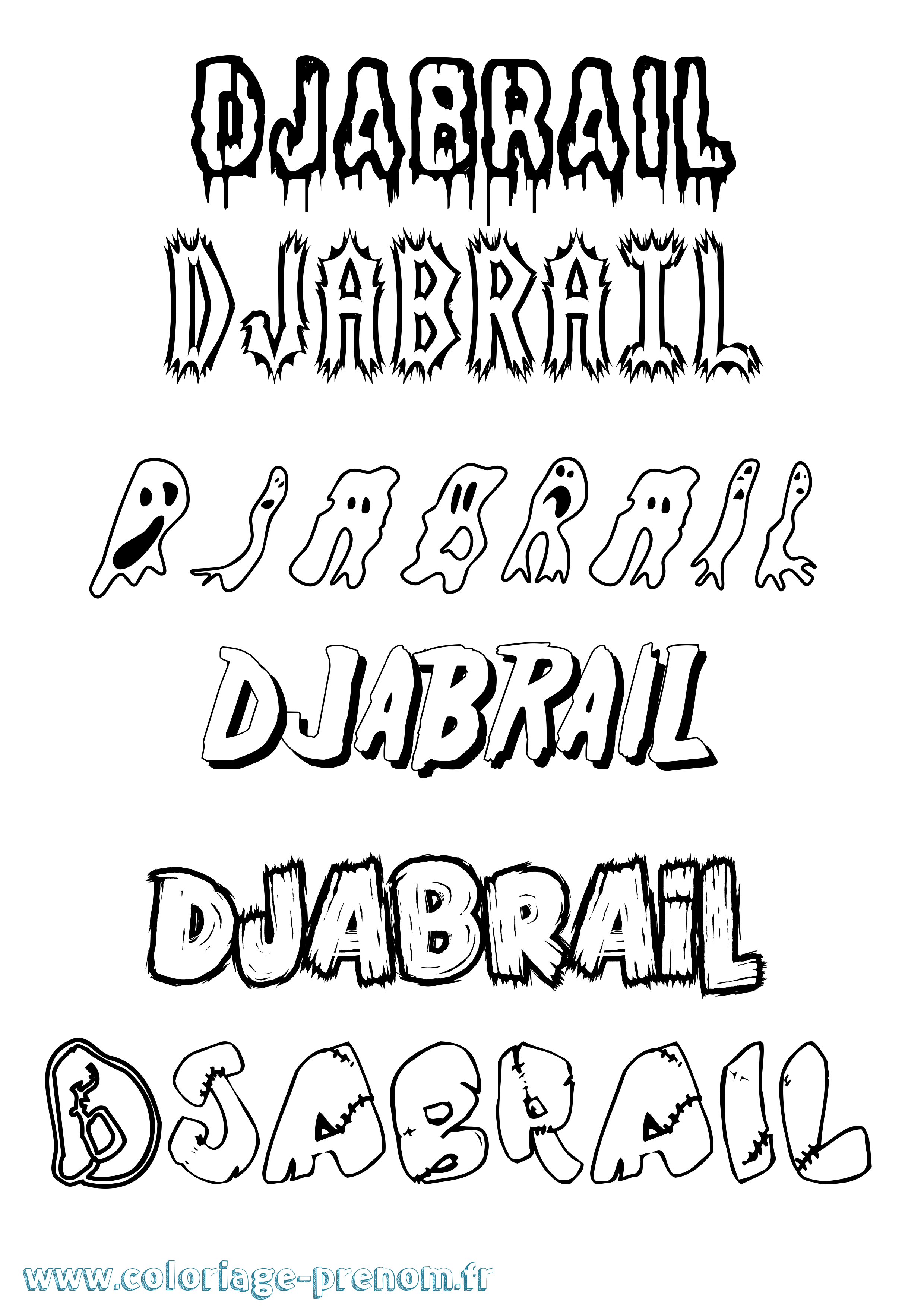 Coloriage Djabrail Frisson Coloriage prénom Djabrail Frisson