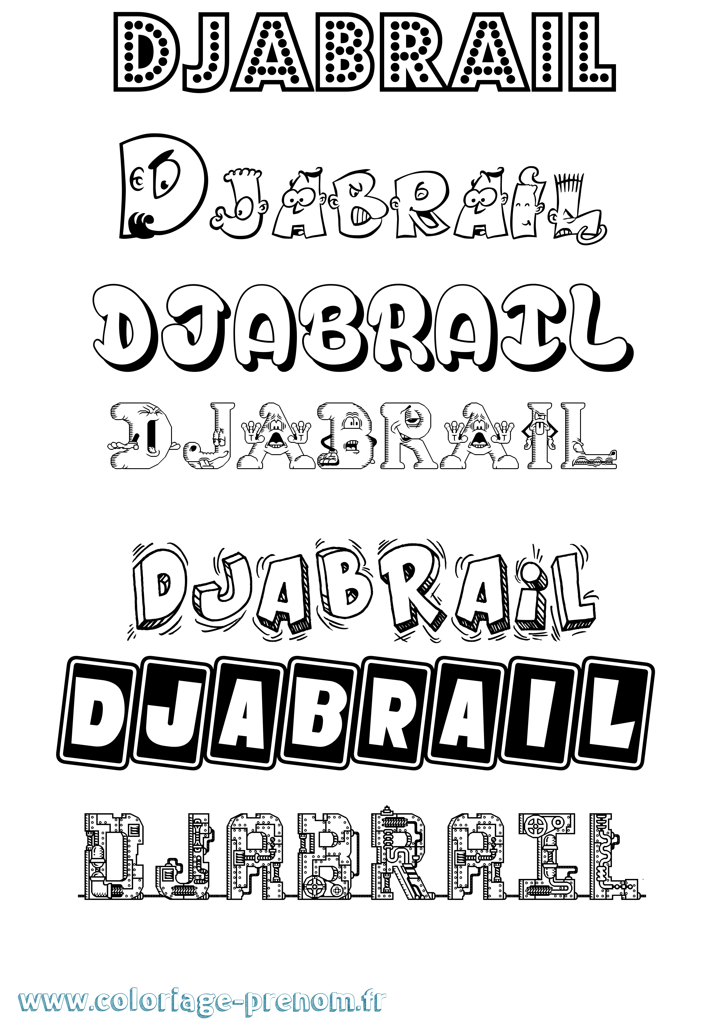 Coloriage Djabrail Fun Coloriage prénom Djabrail Fun