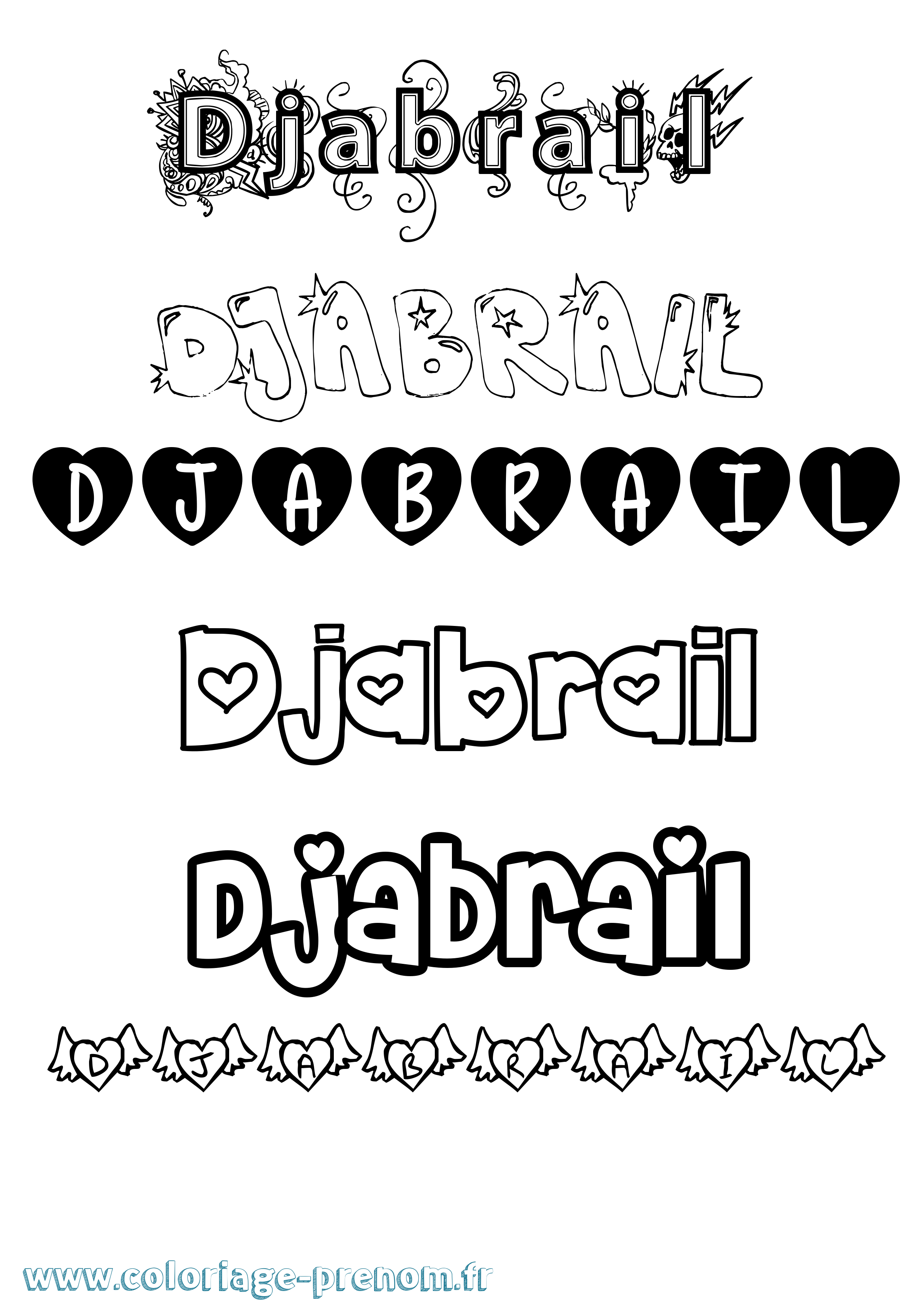 Coloriage Djabrail Girly Coloriage prénom Djabrail Girly
