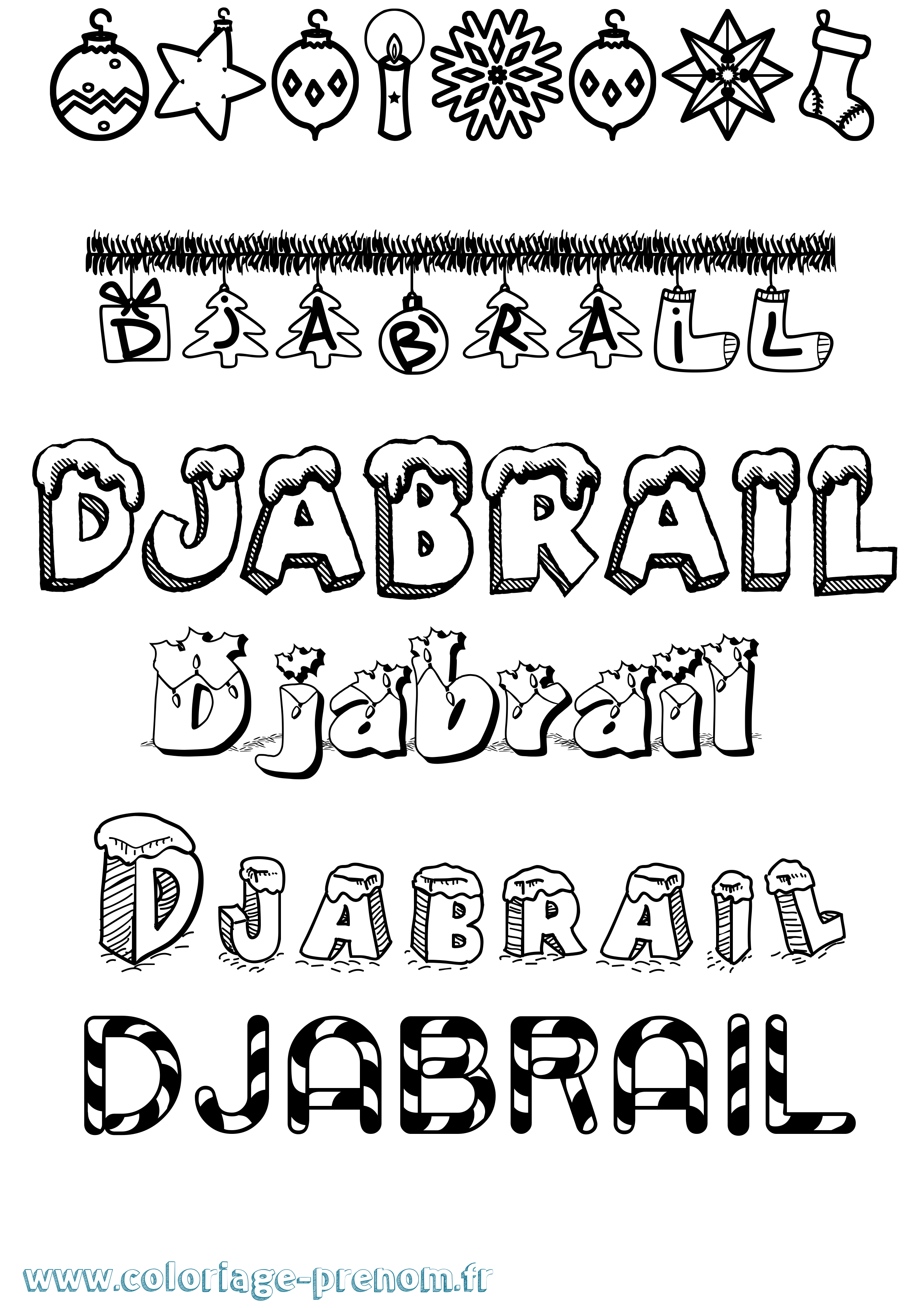 Coloriage Djabrail Noël Coloriage prénom Djabrail Noël