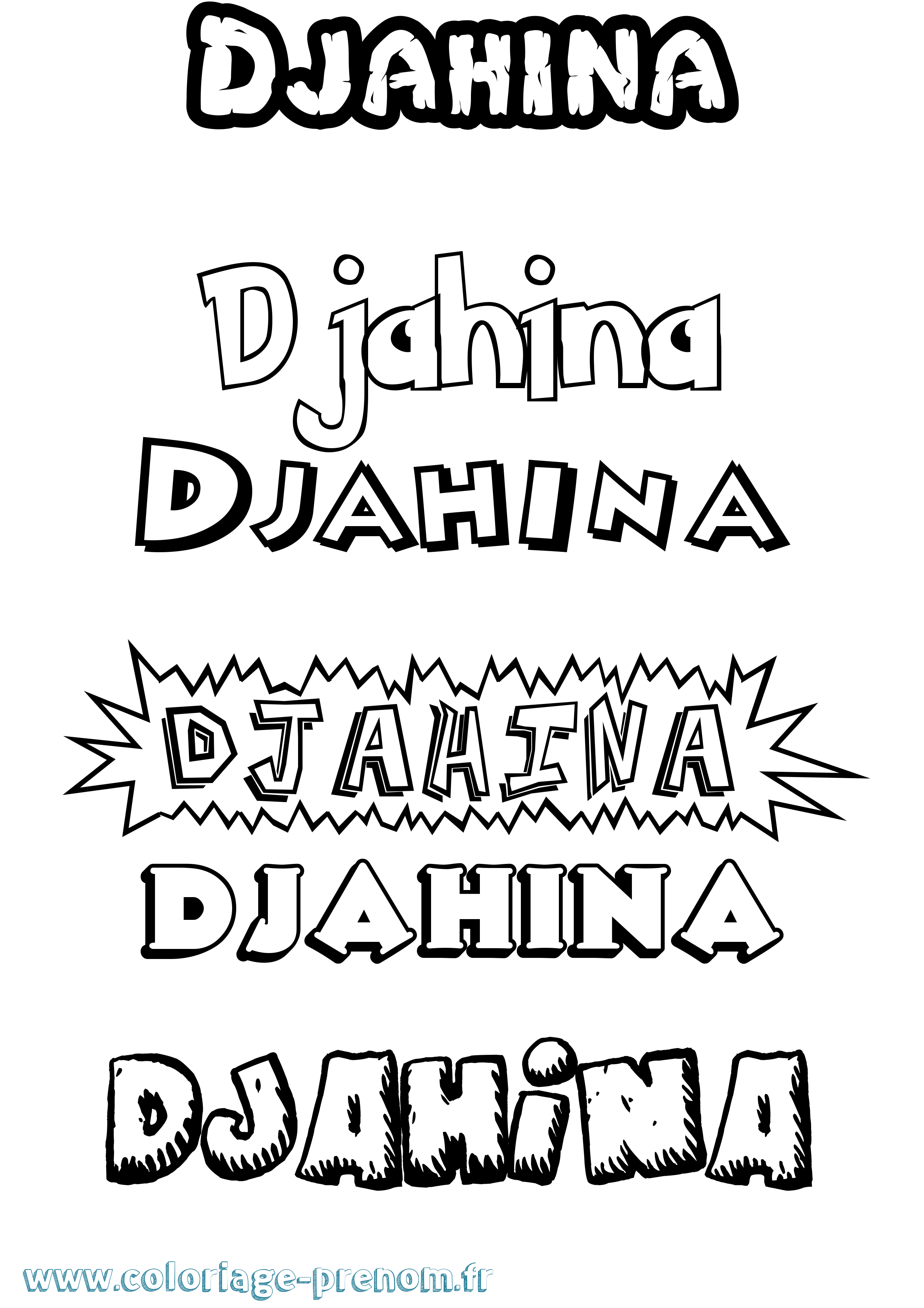 Coloriage Djahina Dessin Animé Coloriage prénom Djahina Dessin Animé