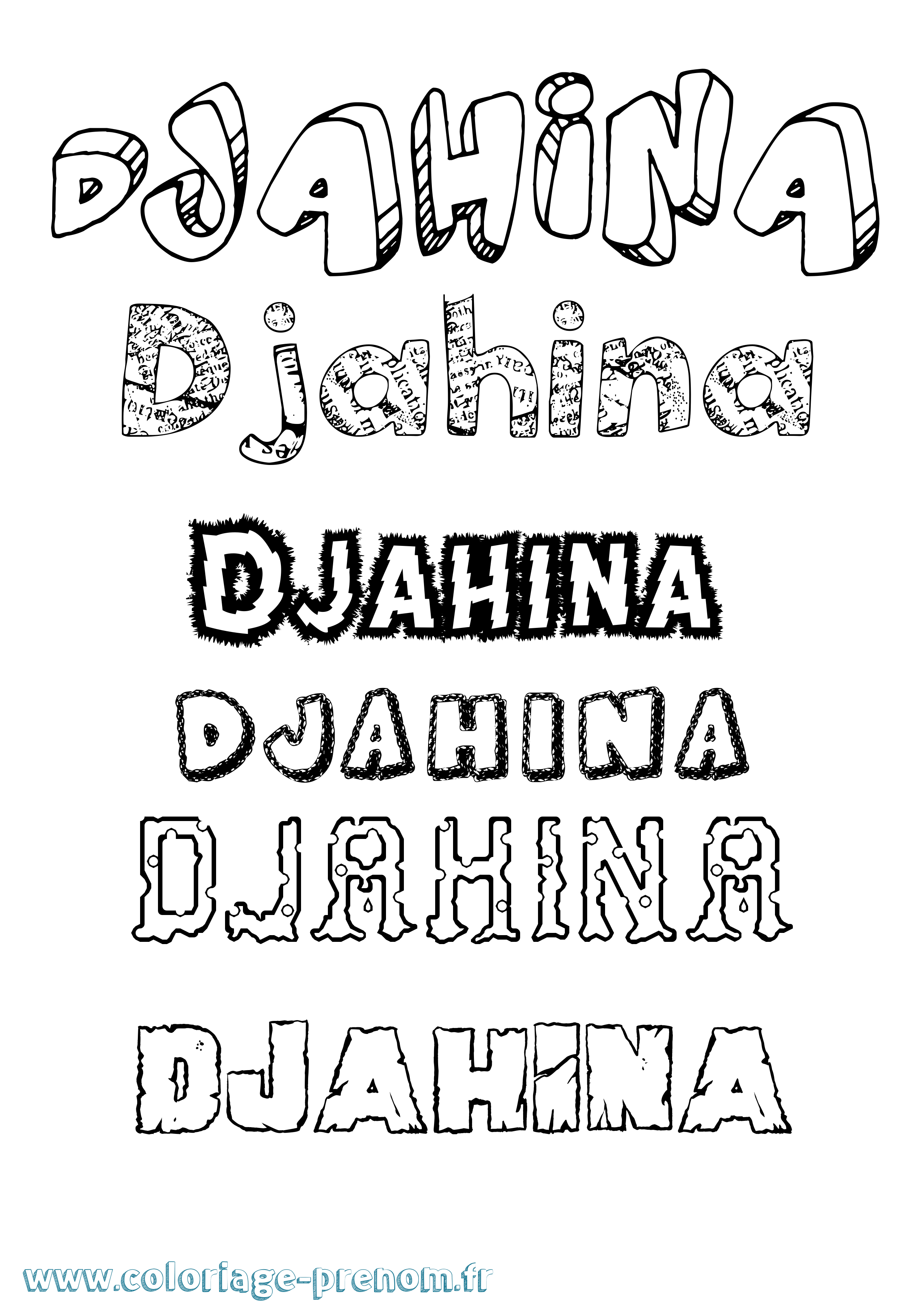 Coloriage Djahina Destructuré Coloriage prénom Djahina Destructuré