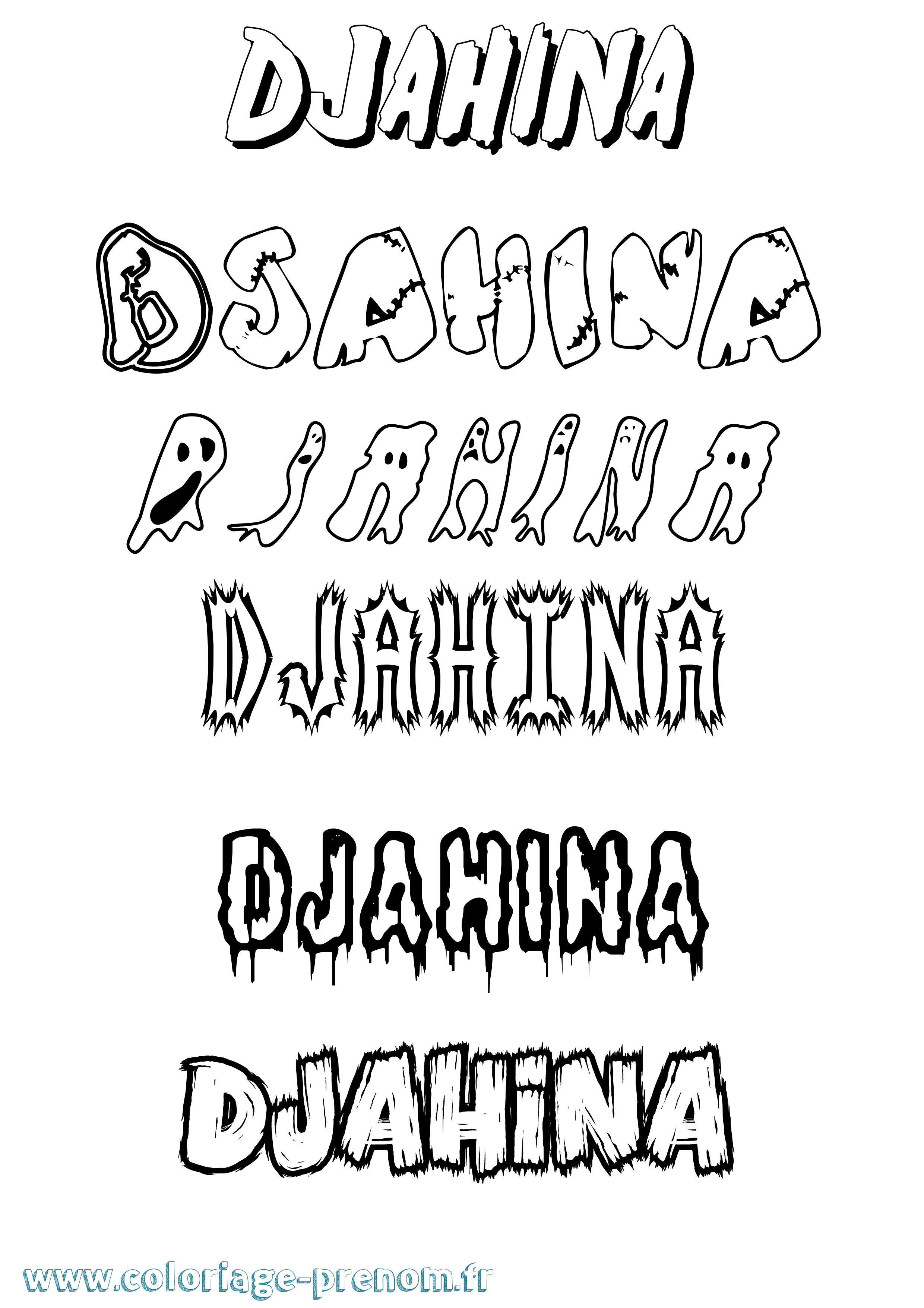 Coloriage Djahina Frisson Coloriage prénom Djahina Frisson