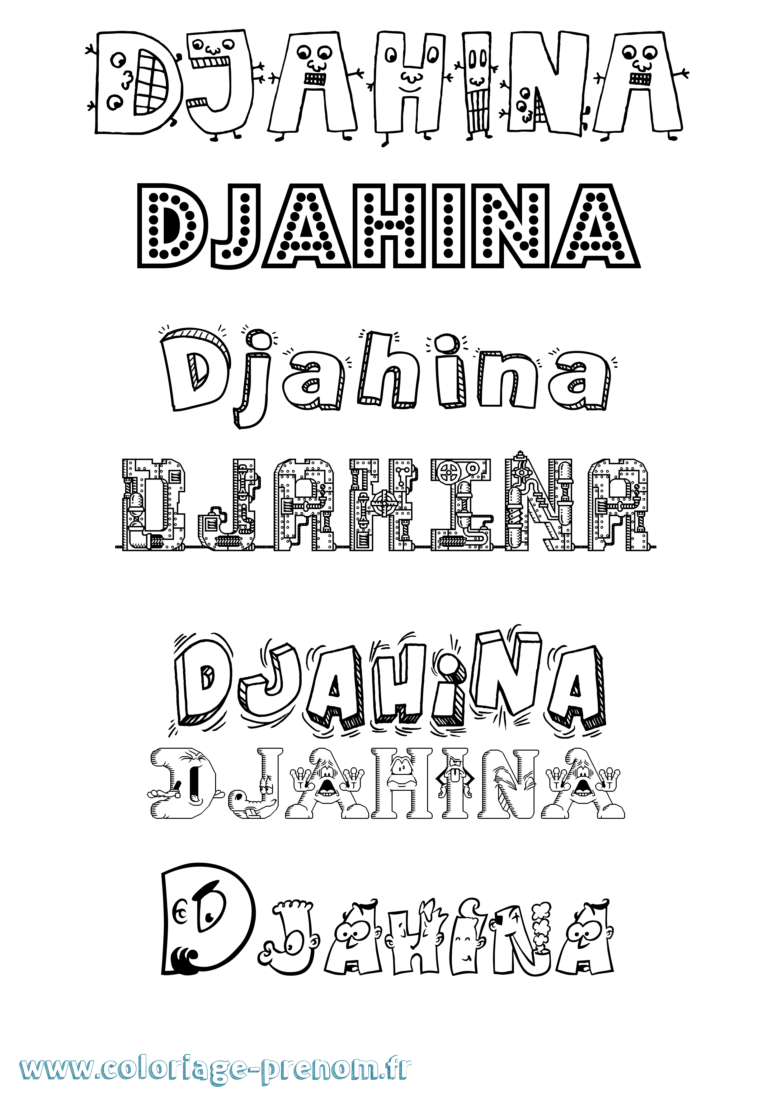 Coloriage Djahina Fun Coloriage prénom Djahina Fun