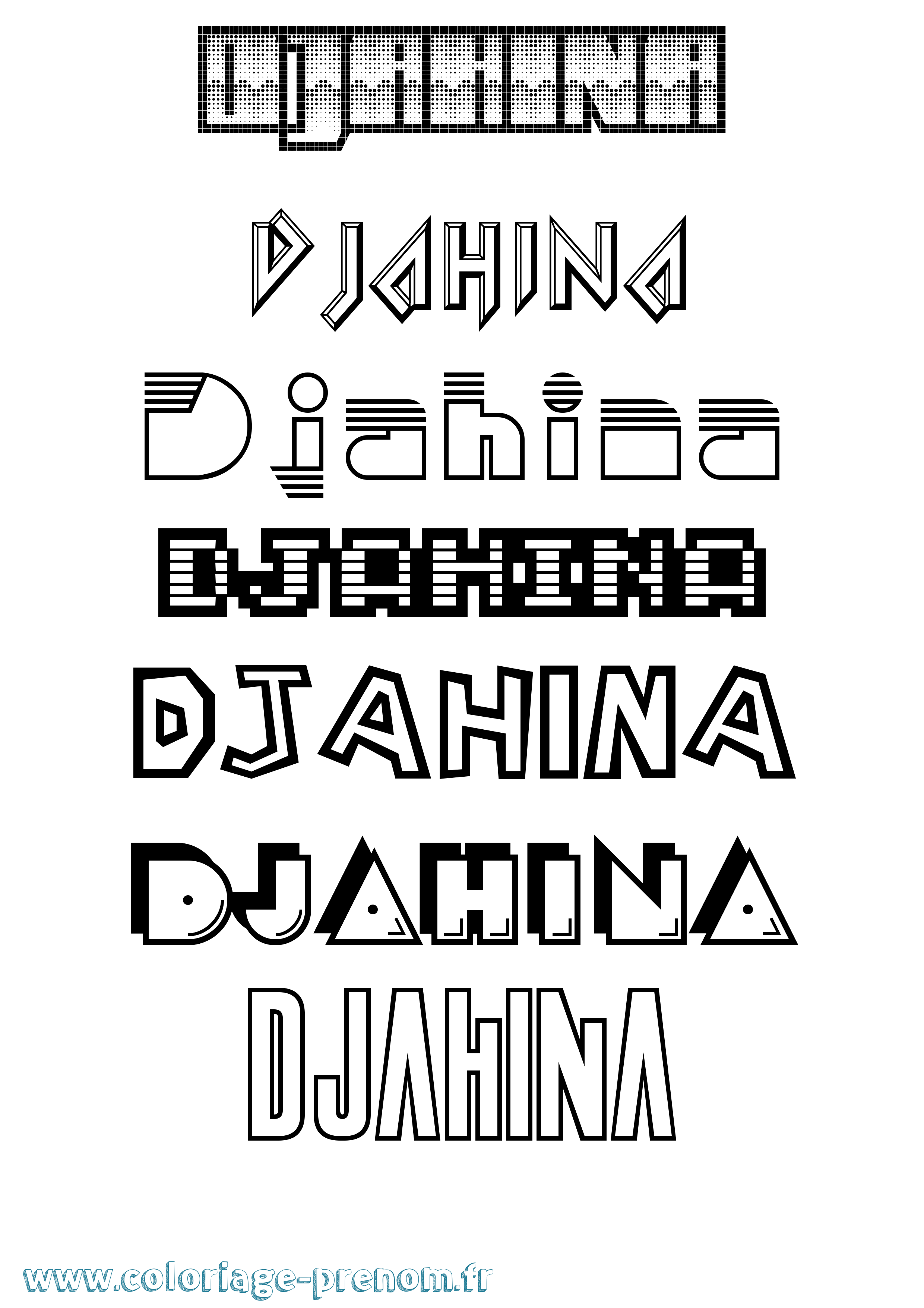 Coloriage Djahina Jeux Vidéos Coloriage prénom Djahina Jeux Vidéos