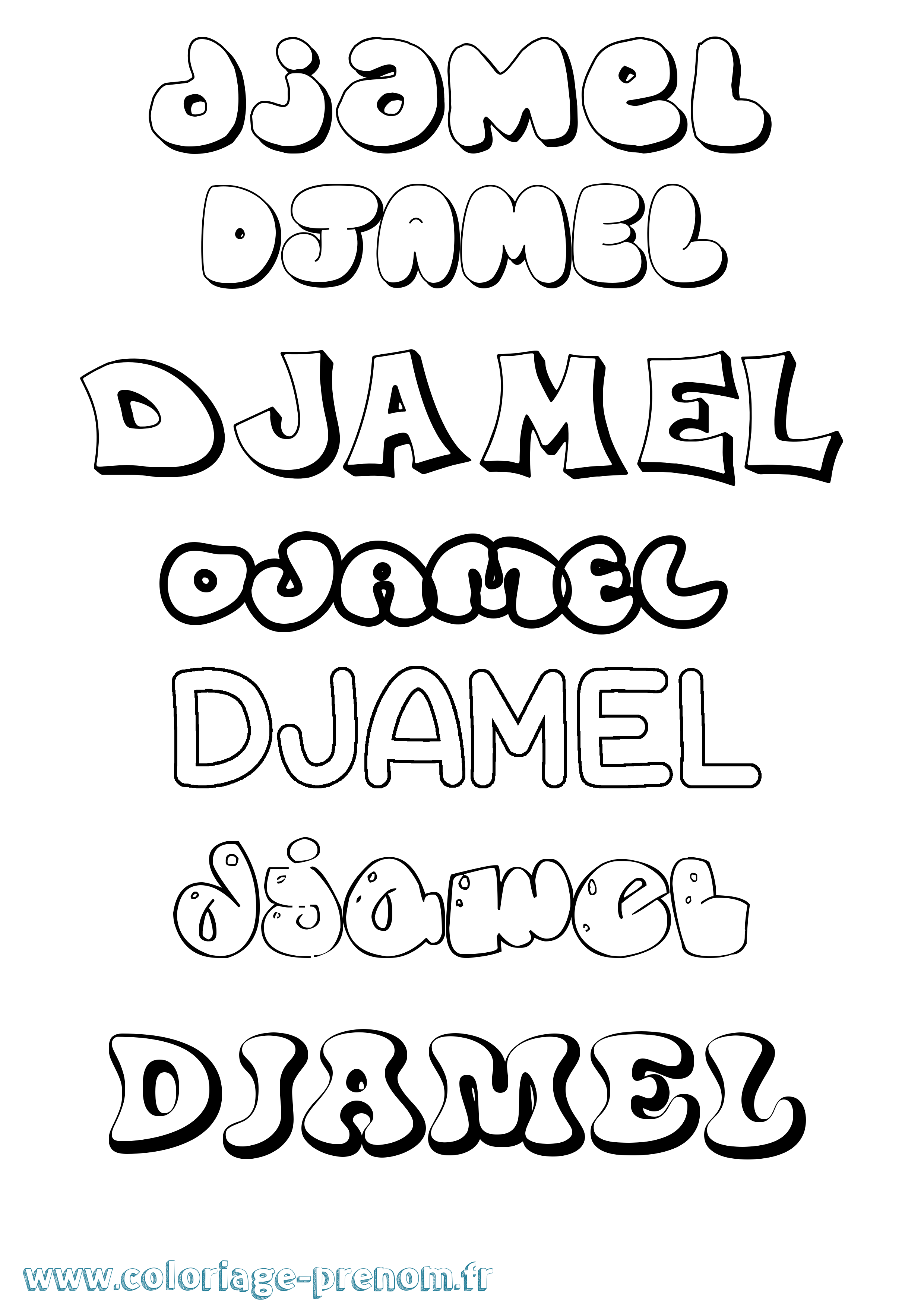 Coloriage Djamel Bubble Coloriage prénom Djamel Bubble