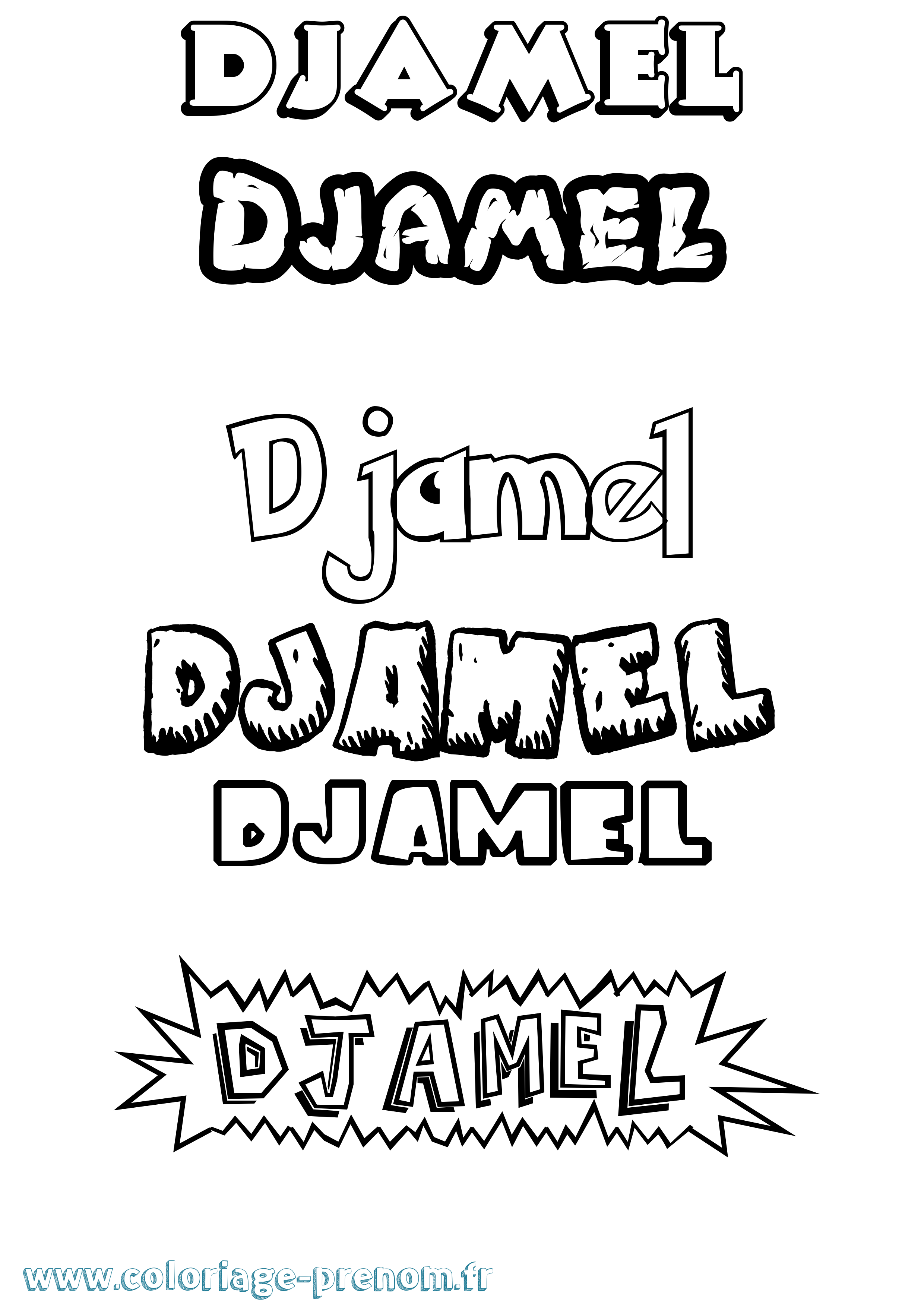 Coloriage Djamel Dessin Animé Coloriage prénom Djamel Dessin Animé