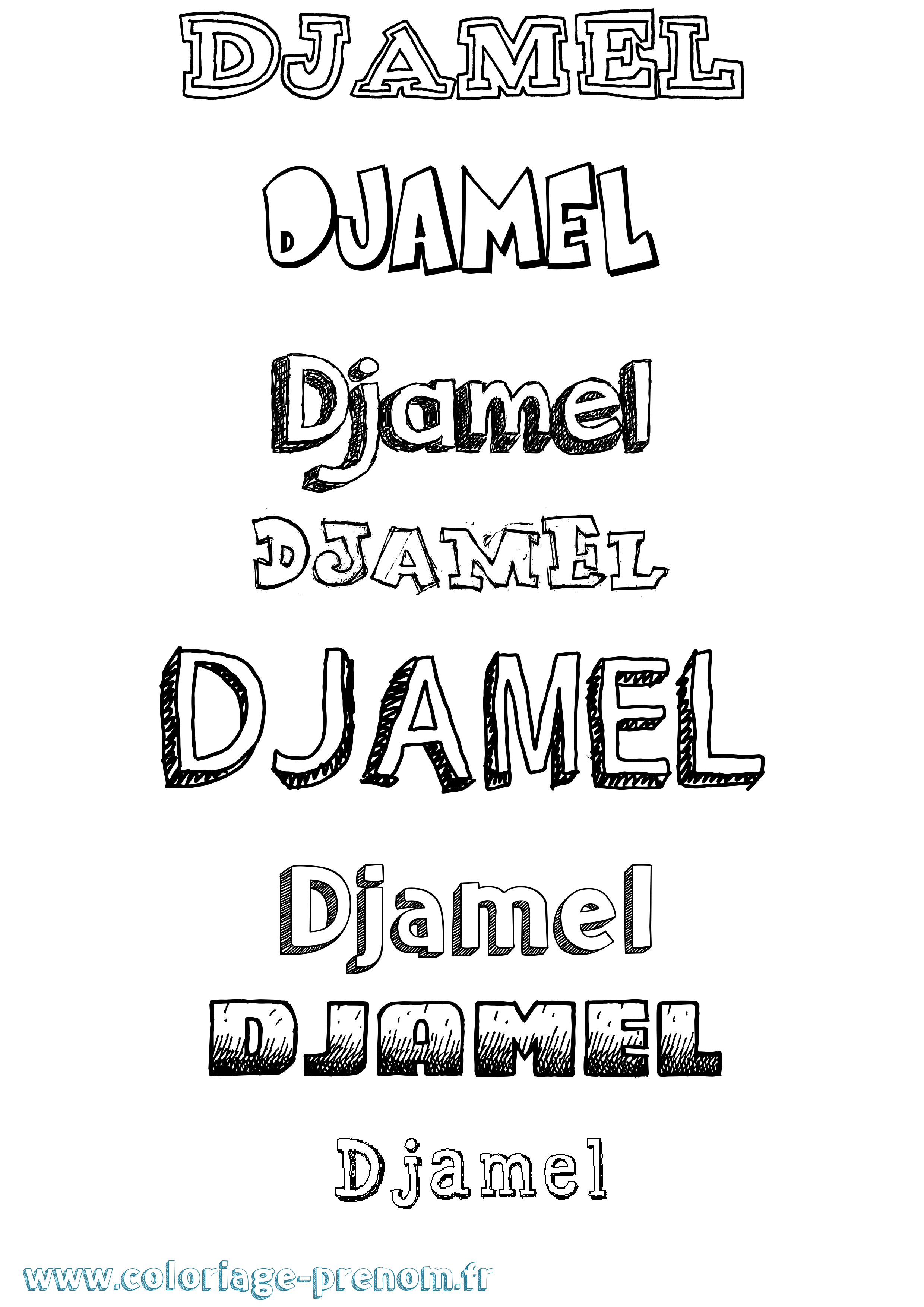 Coloriage Djamel Dessiné Coloriage prénom Djamel Dessiné