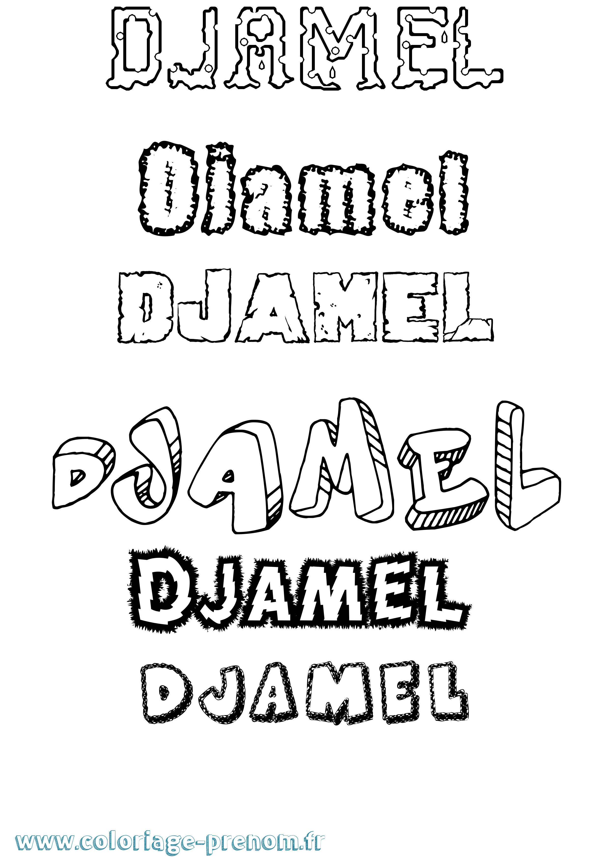 Coloriage Djamel Destructuré Coloriage prénom Djamel Destructuré