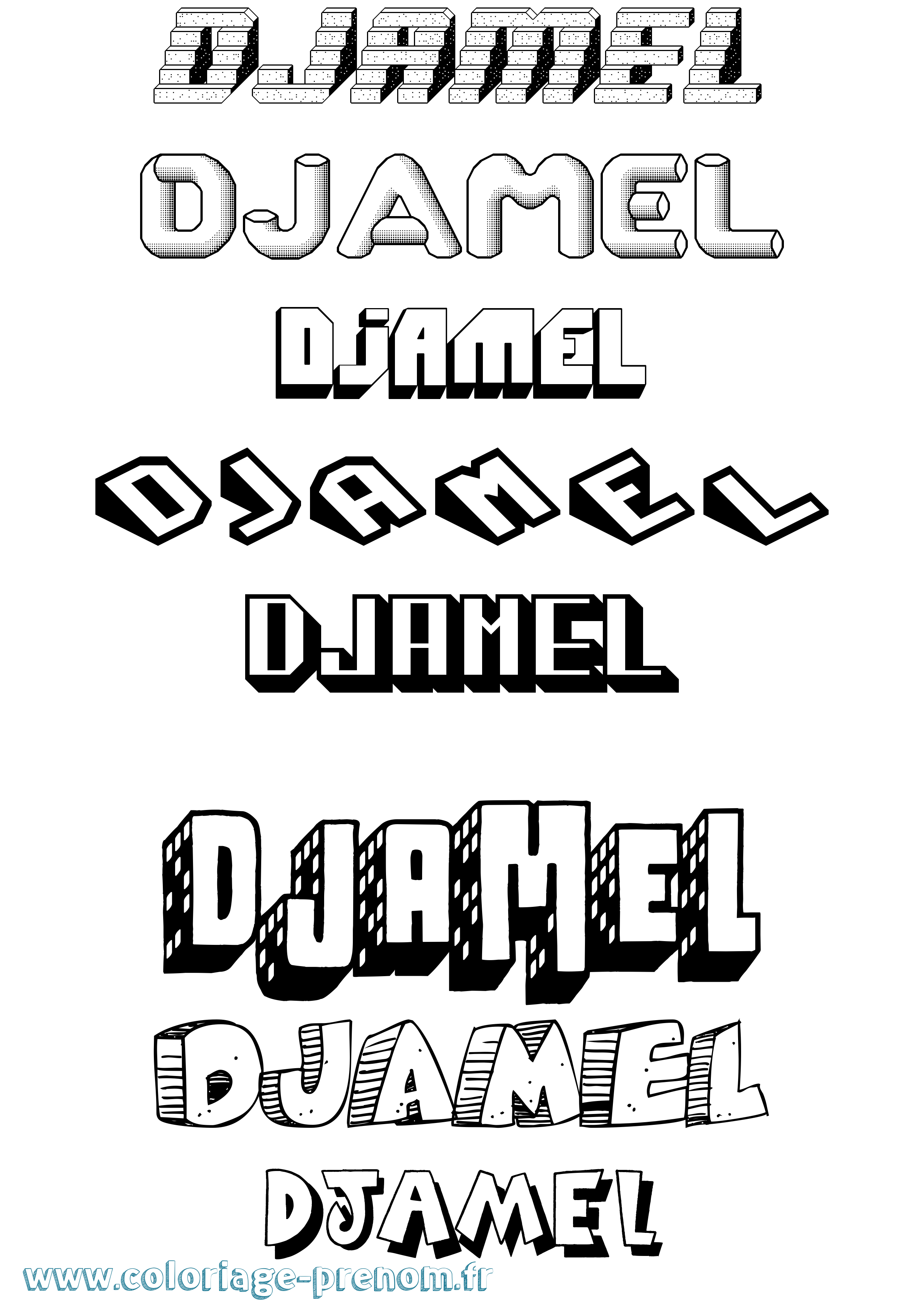 Coloriage Djamel Effet 3D Coloriage prénom Djamel Effet 3D