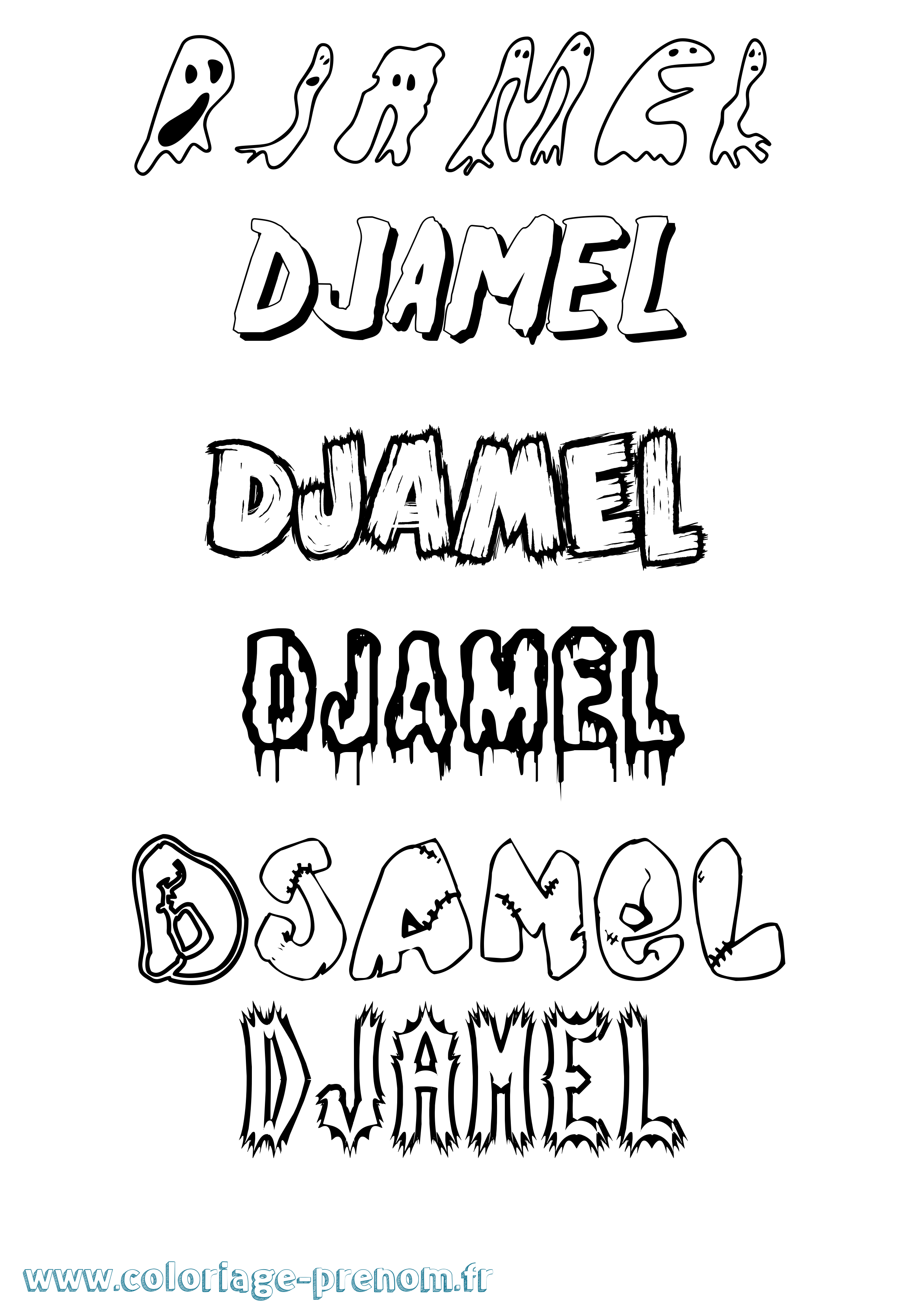 Coloriage Djamel Frisson Coloriage prénom Djamel Frisson