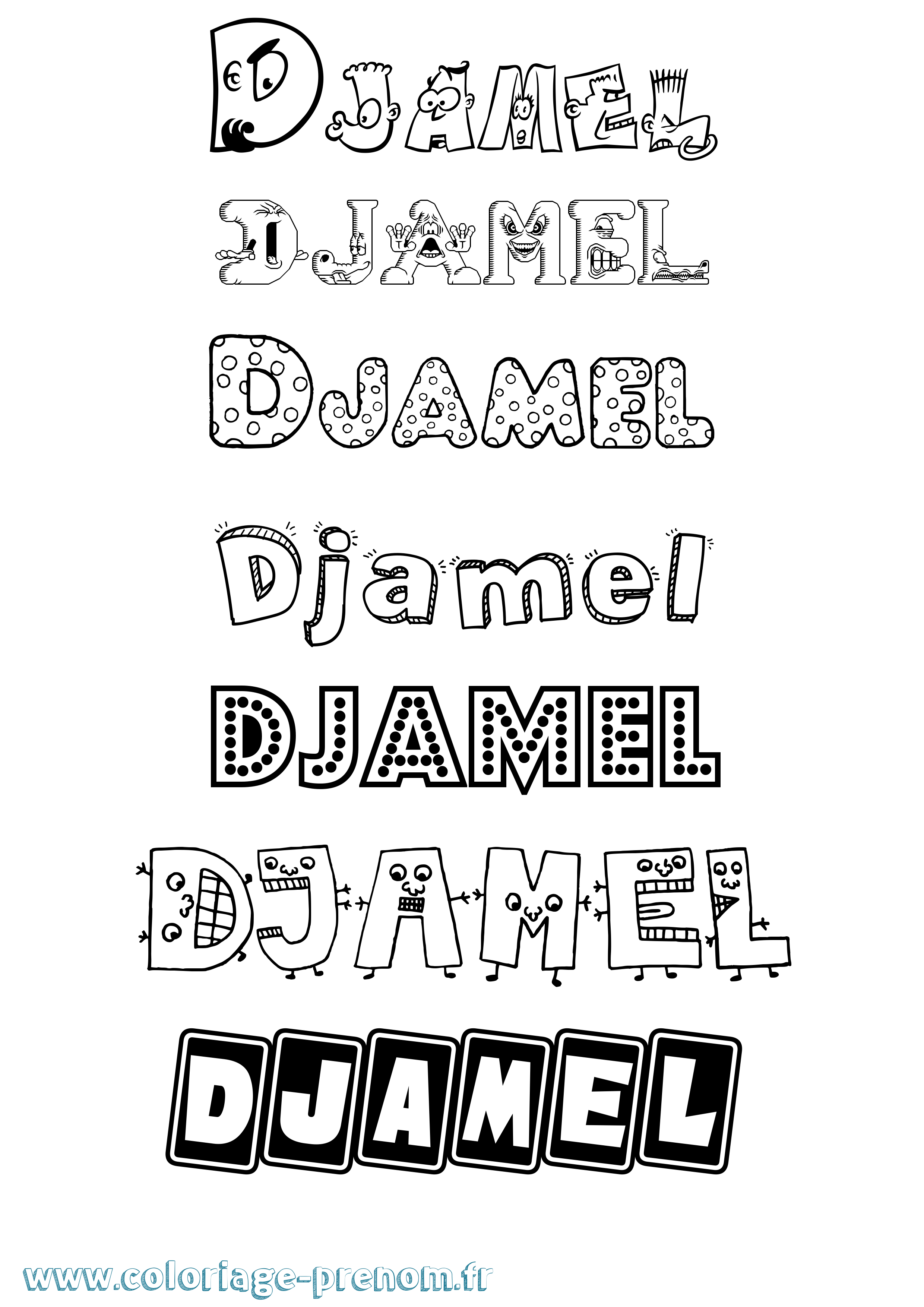 Coloriage Djamel Fun Coloriage prénom Djamel Fun