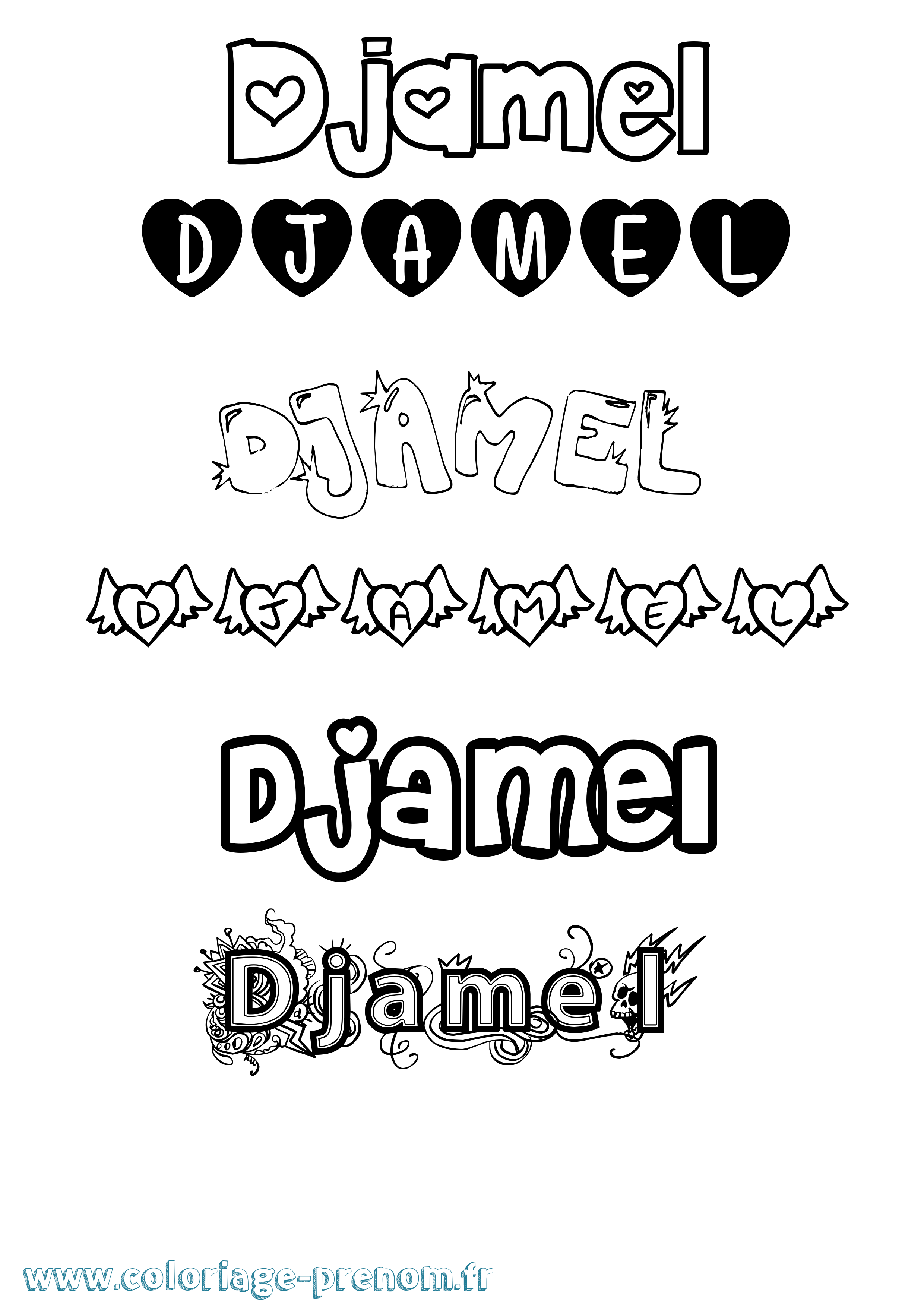 Coloriage Djamel Girly Coloriage prénom Djamel Girly
