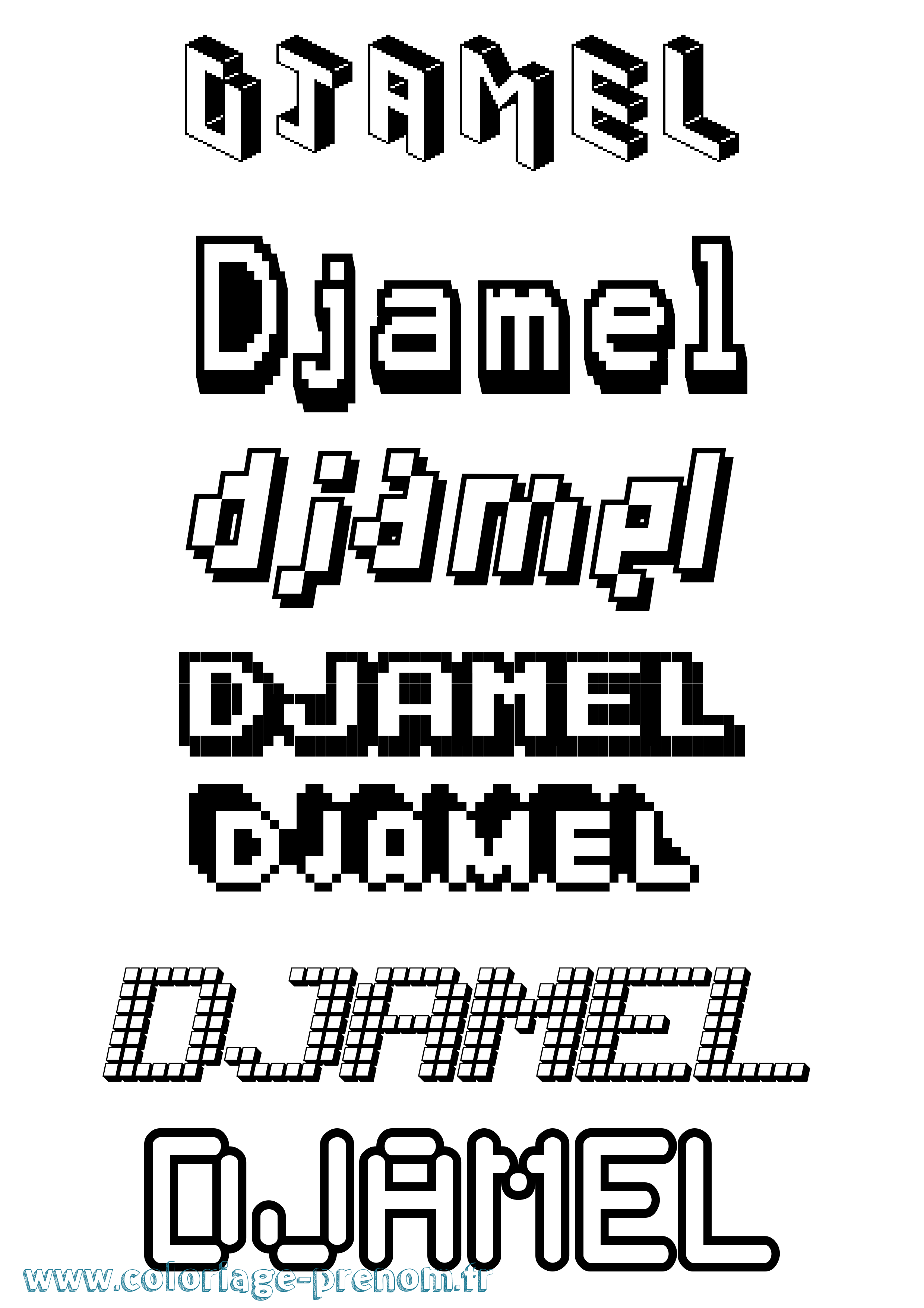Coloriage Djamel Pixel Coloriage prénom Djamel Pixel