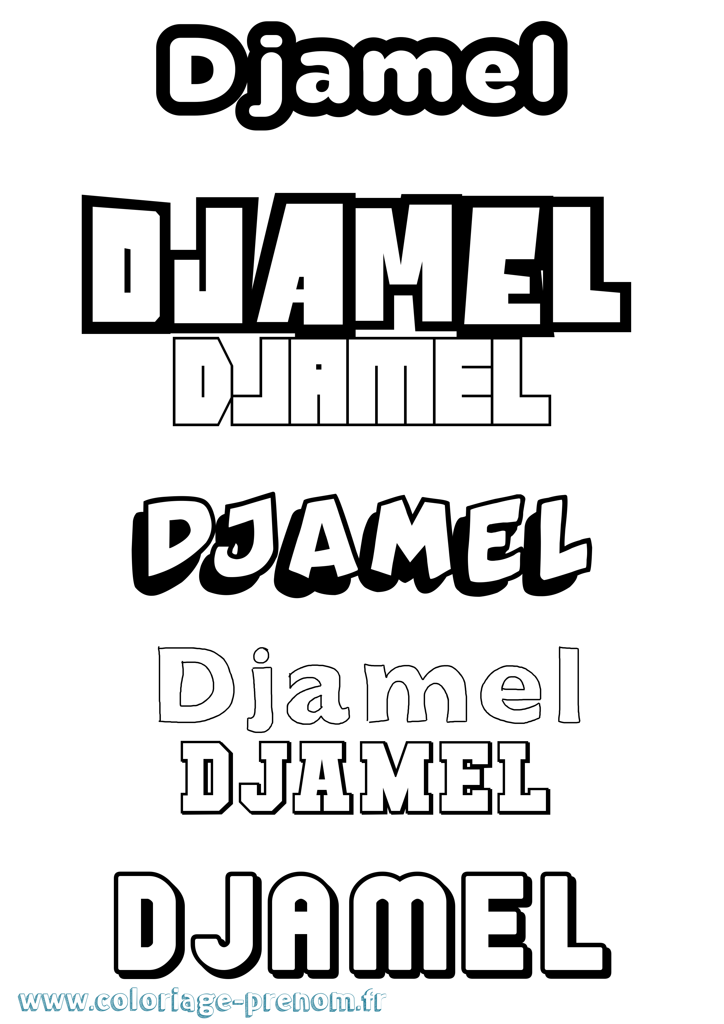 Coloriage Djamel Simple Coloriage prénom Djamel Simple