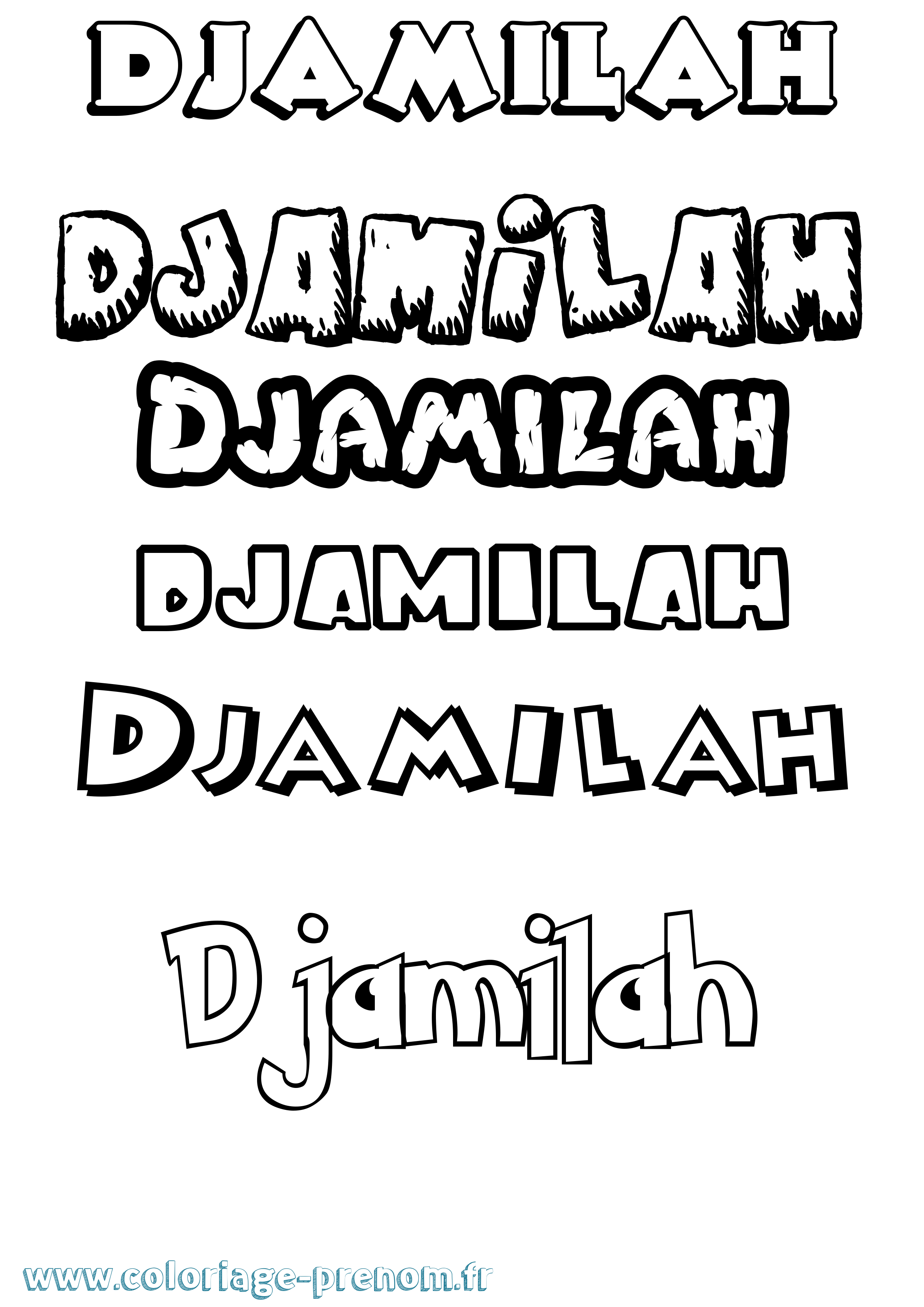 Coloriage Djamilah Dessin Animé Coloriage prénom Djamilah Dessin Animé