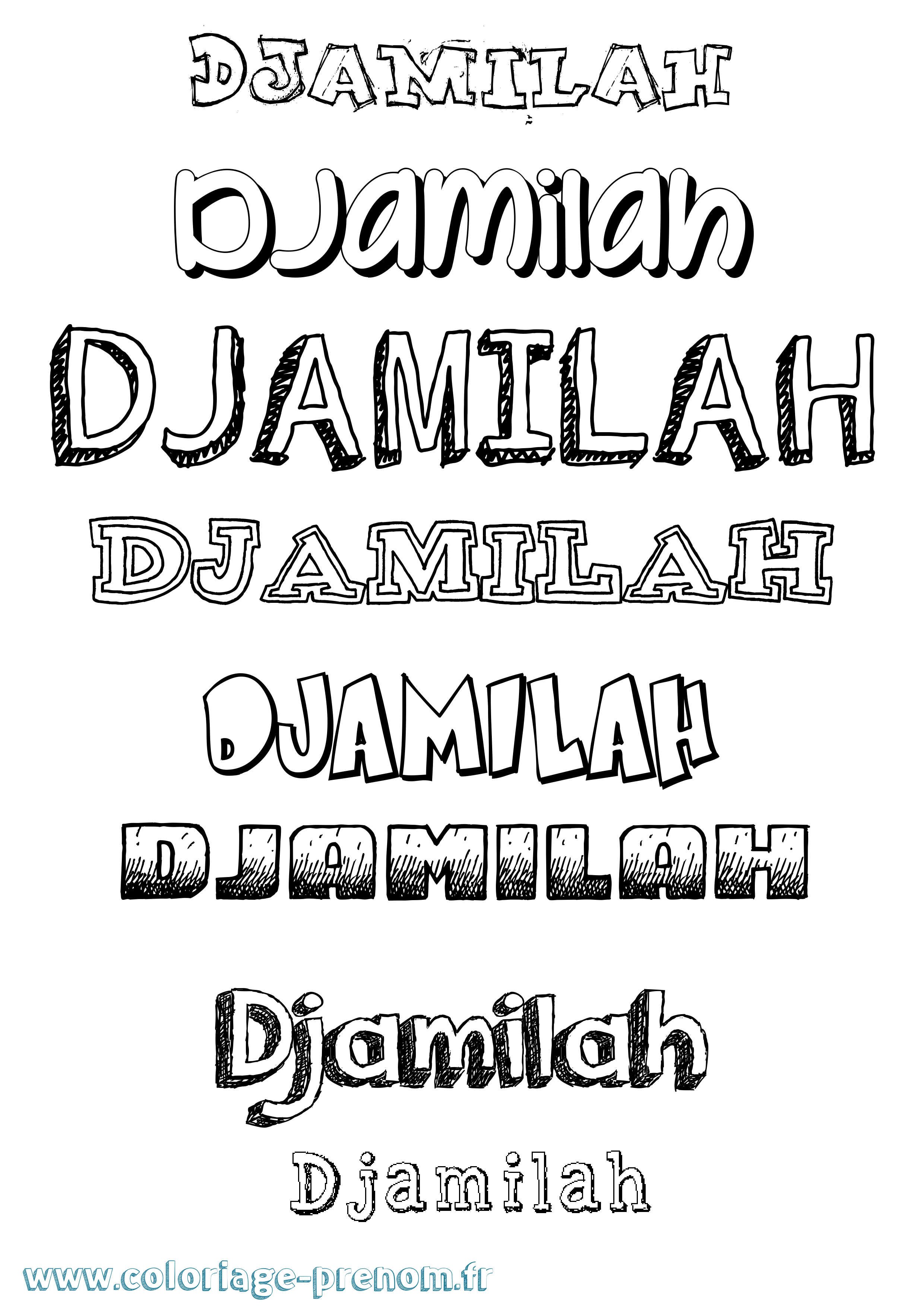 Coloriage Djamilah Dessiné Coloriage prénom Djamilah Dessiné