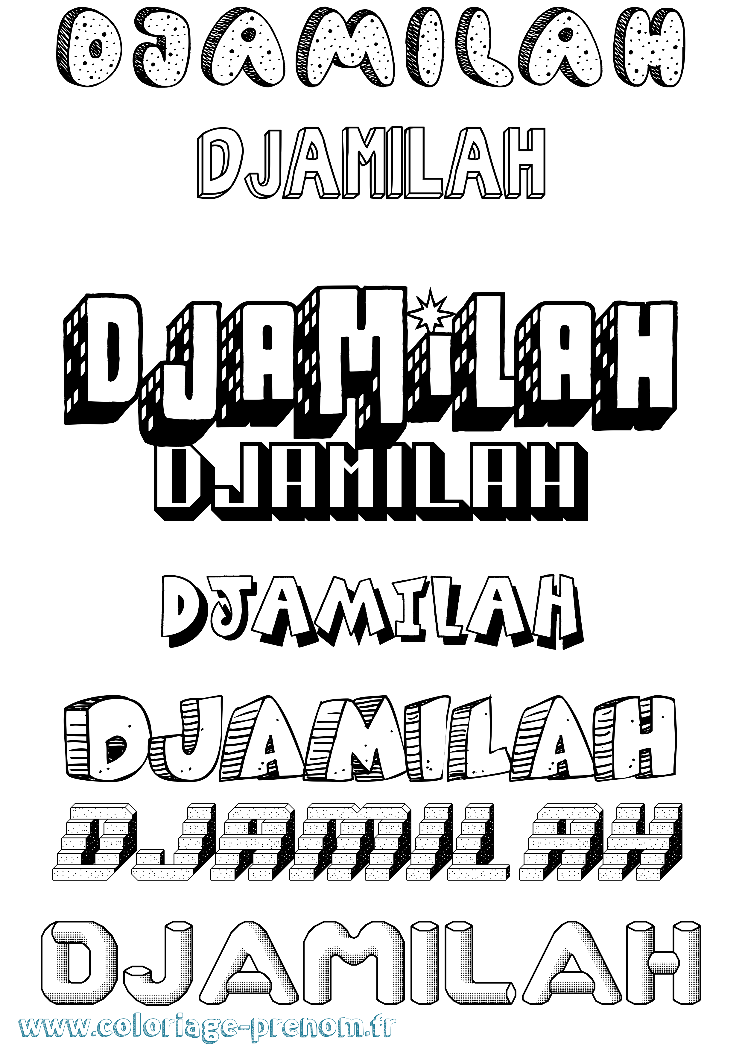 Coloriage Djamilah Effet 3D Coloriage prénom Djamilah Effet 3D