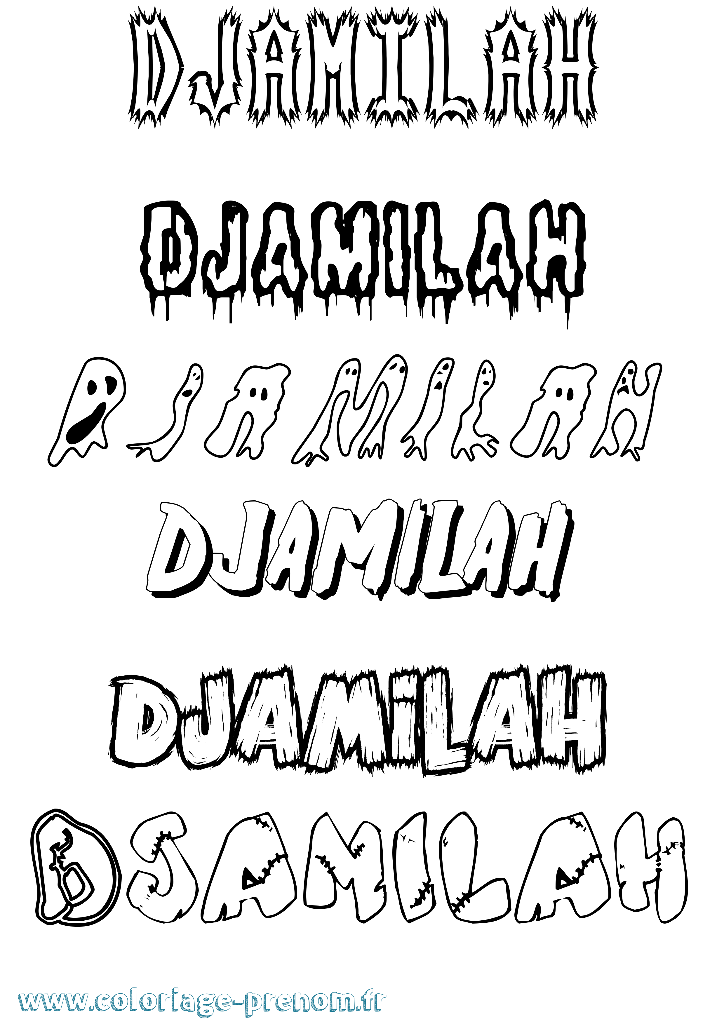 Coloriage Djamilah Frisson Coloriage prénom Djamilah Frisson