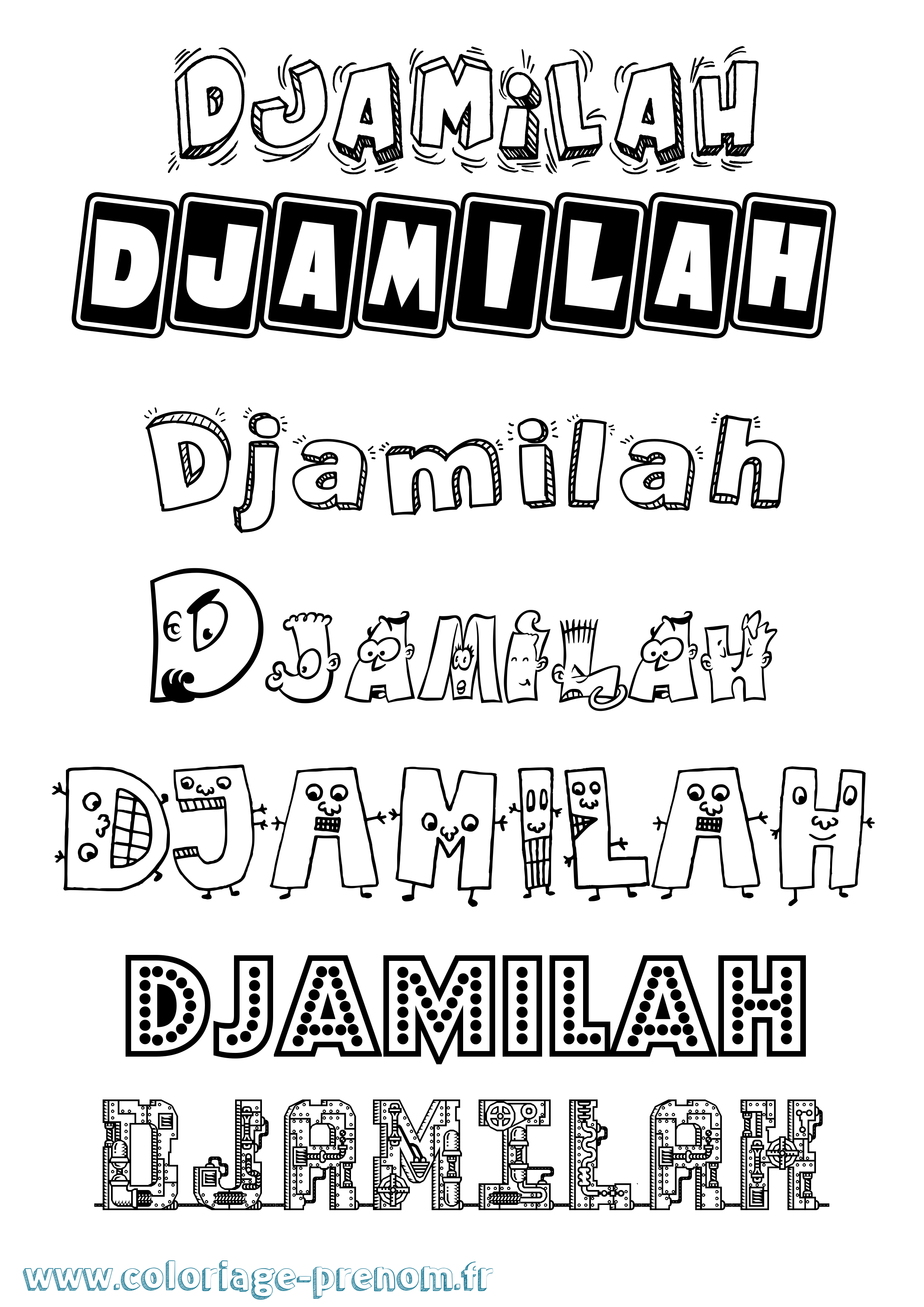 Coloriage Djamilah Fun Coloriage prénom Djamilah Fun