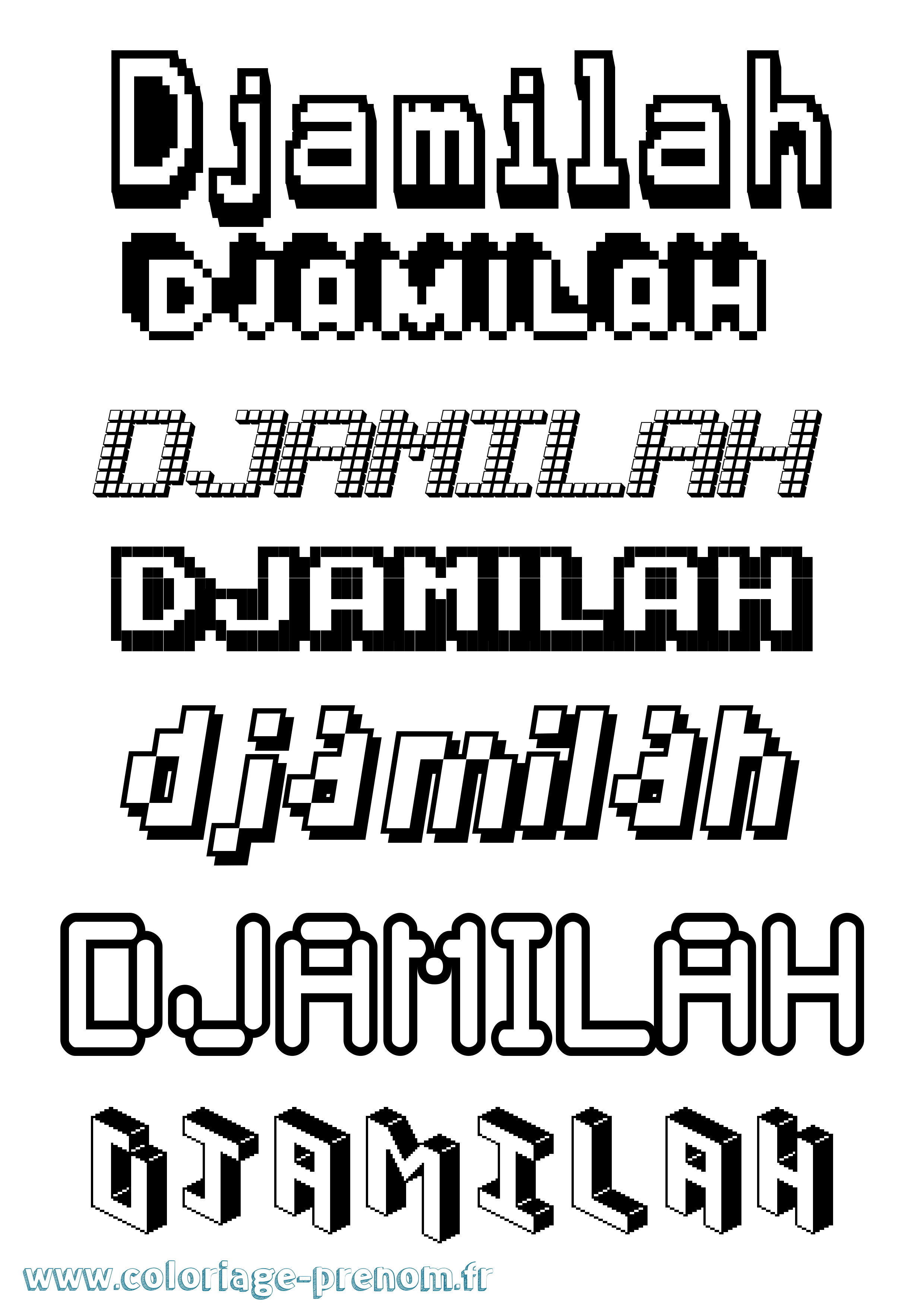 Coloriage Djamilah Pixel Coloriage prénom Djamilah Pixel