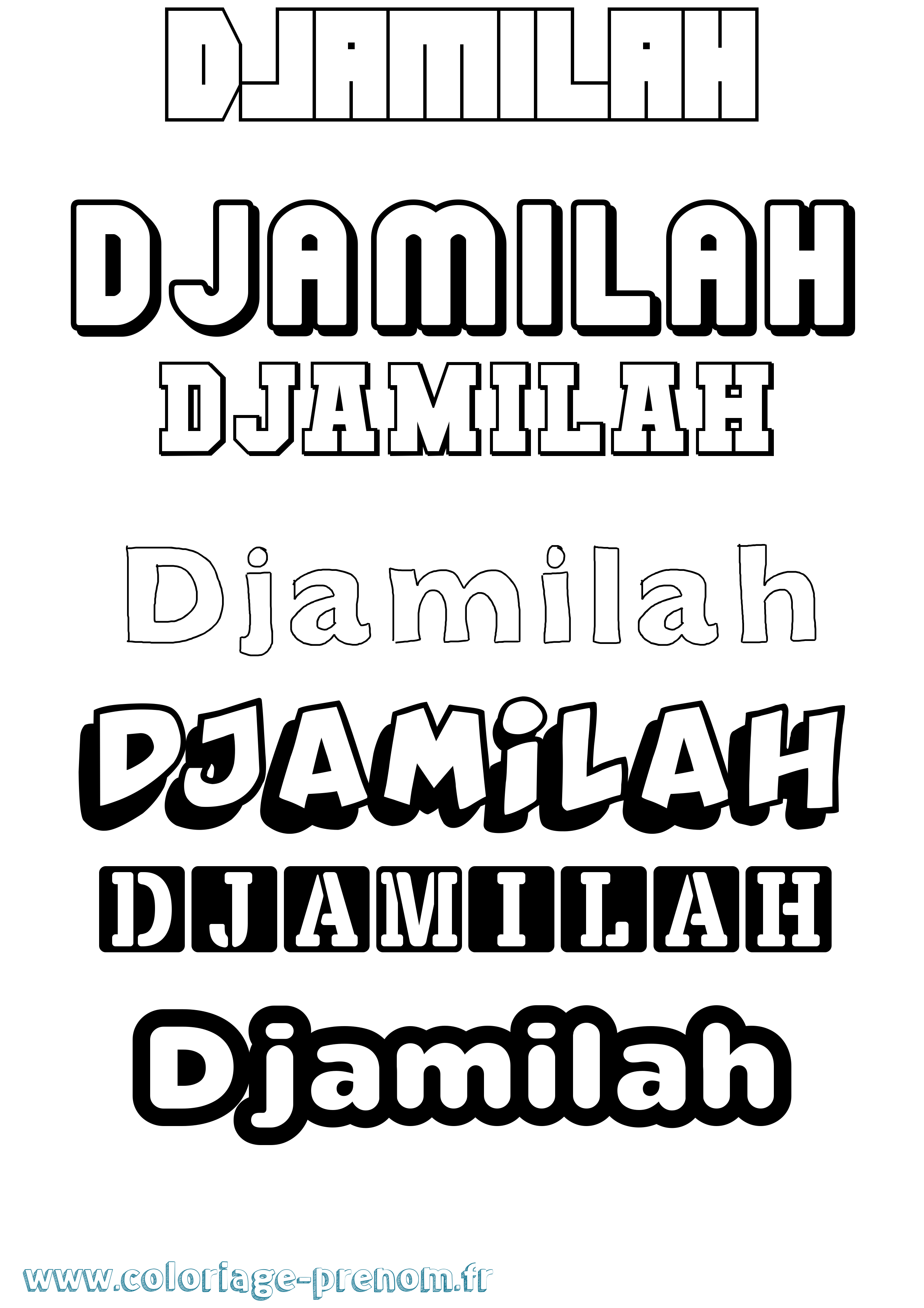 Coloriage Djamilah Simple Coloriage prénom Djamilah Simple