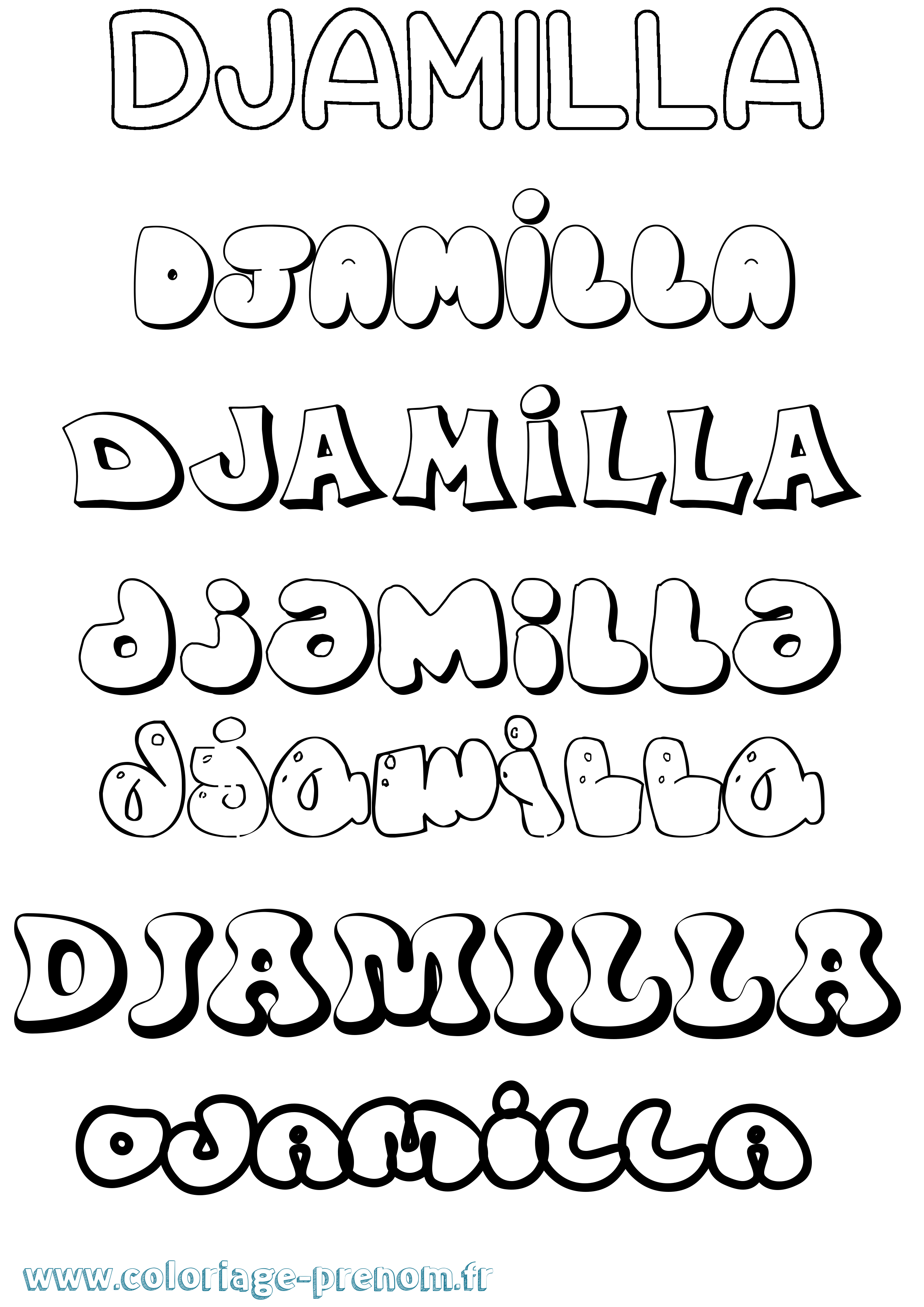 Coloriage Djamilla Bubble Coloriage prénom Djamilla Bubble