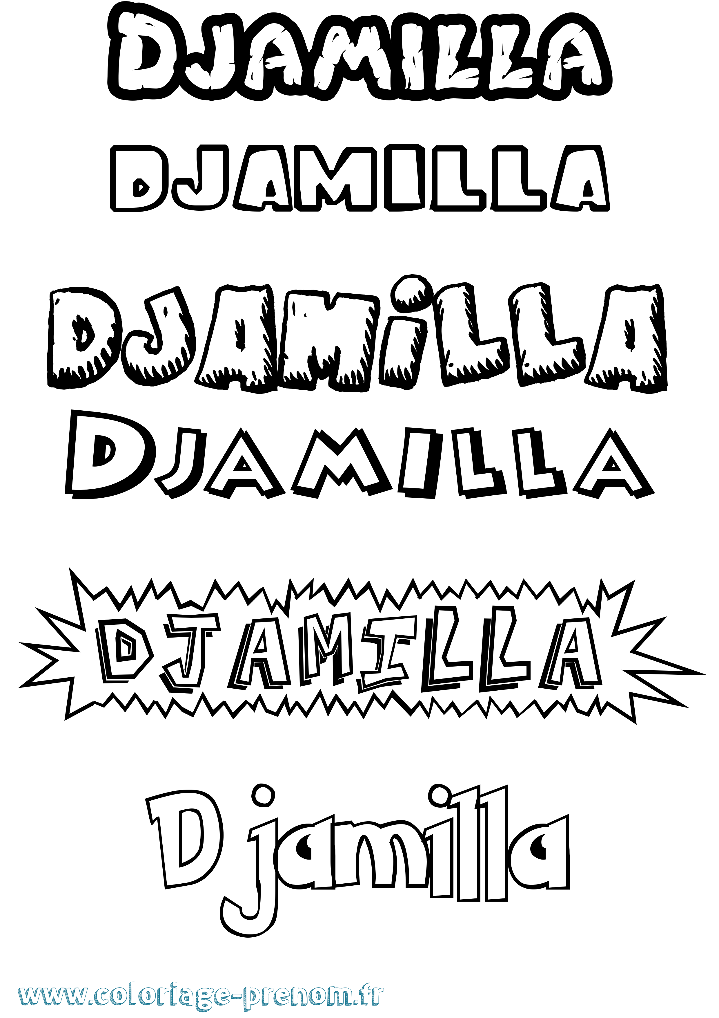 Coloriage Djamilla Dessin Animé Coloriage prénom Djamilla Dessin Animé