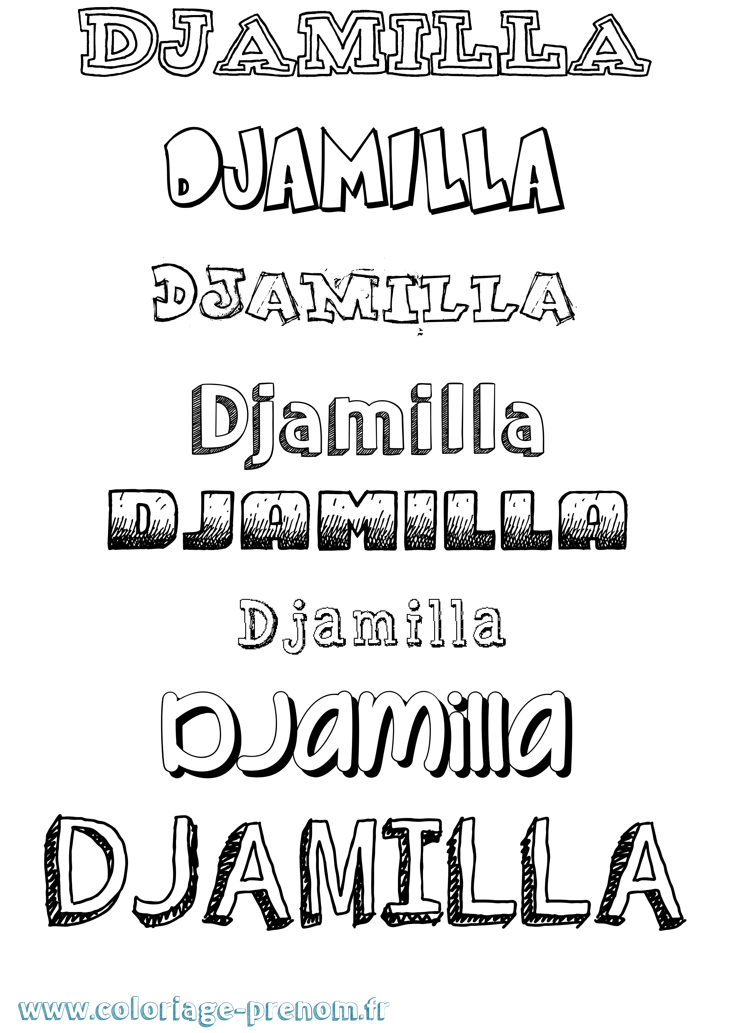 Coloriage Djamilla Dessiné Coloriage prénom Djamilla Dessiné