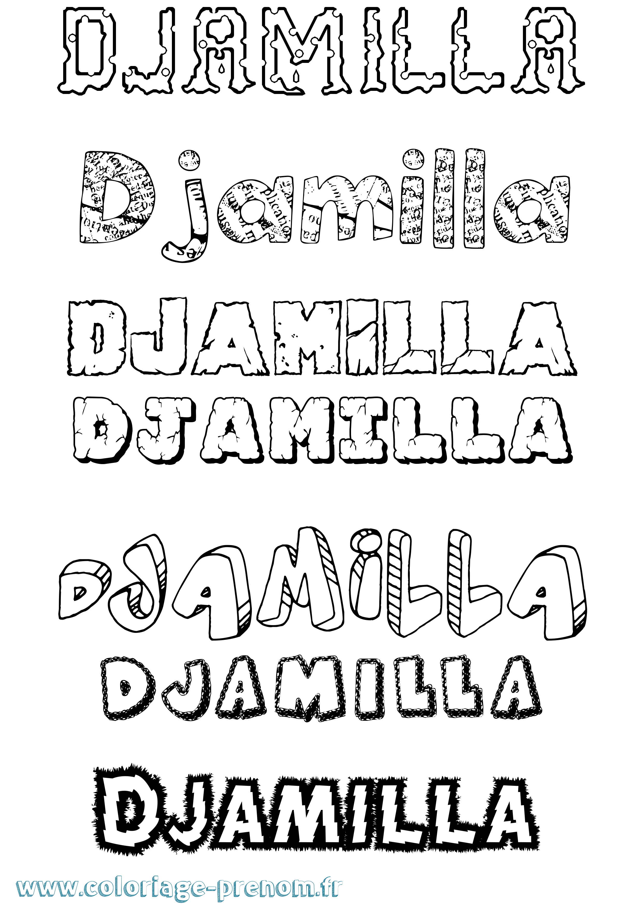 Coloriage Djamilla Destructuré Coloriage prénom Djamilla Destructuré