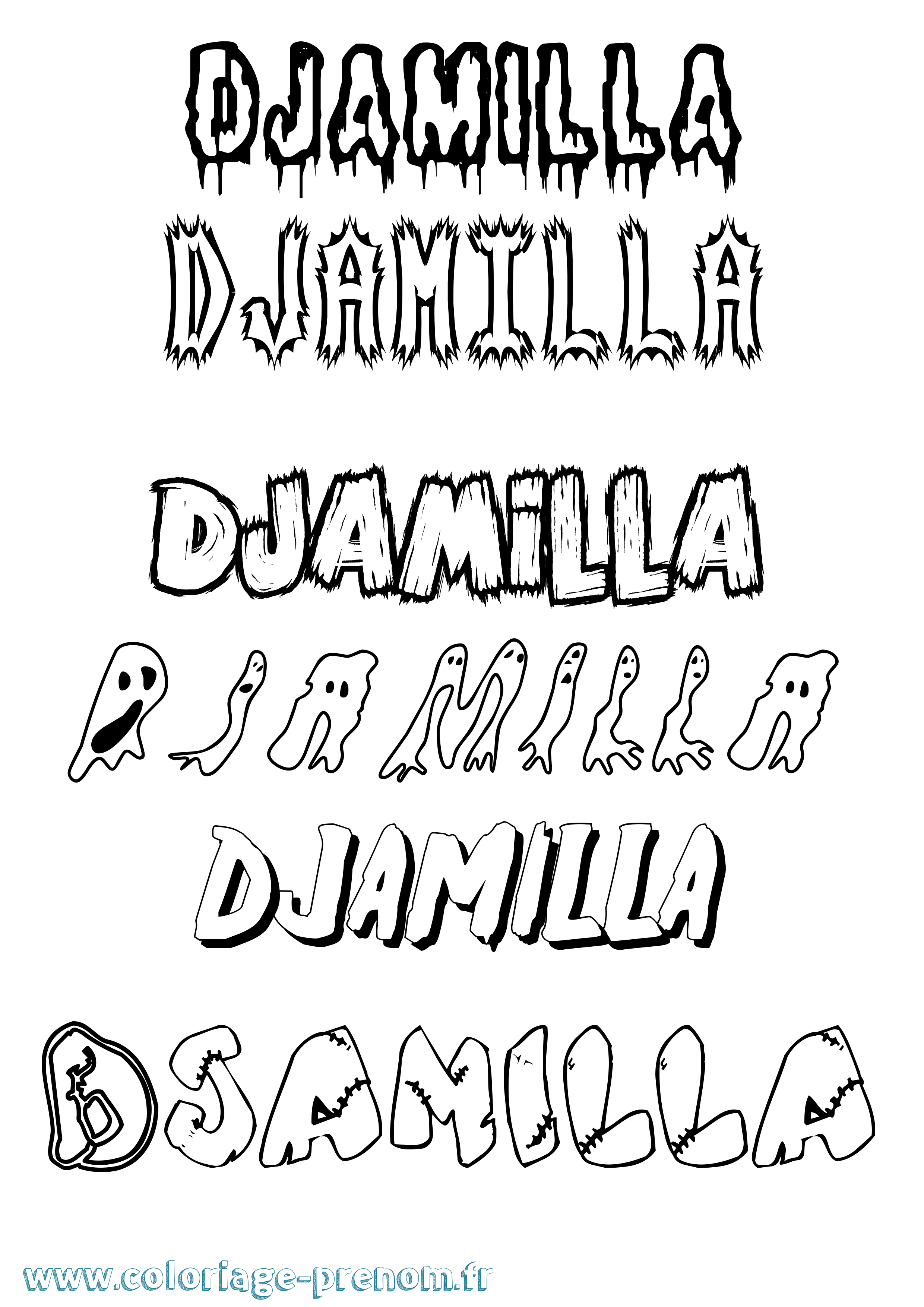 Coloriage Djamilla Frisson Coloriage prénom Djamilla Frisson