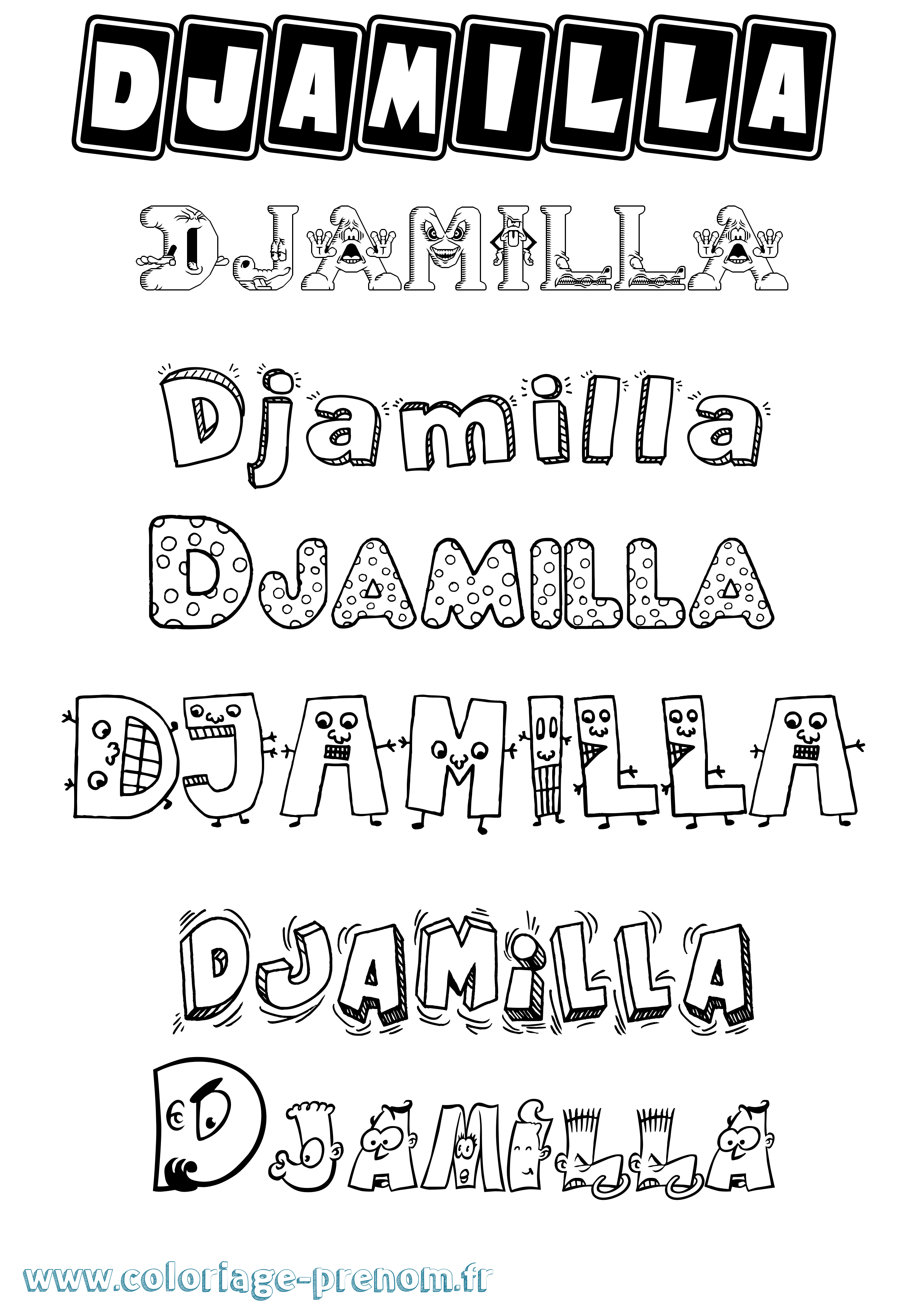 Coloriage Djamilla Fun Coloriage prénom Djamilla Fun