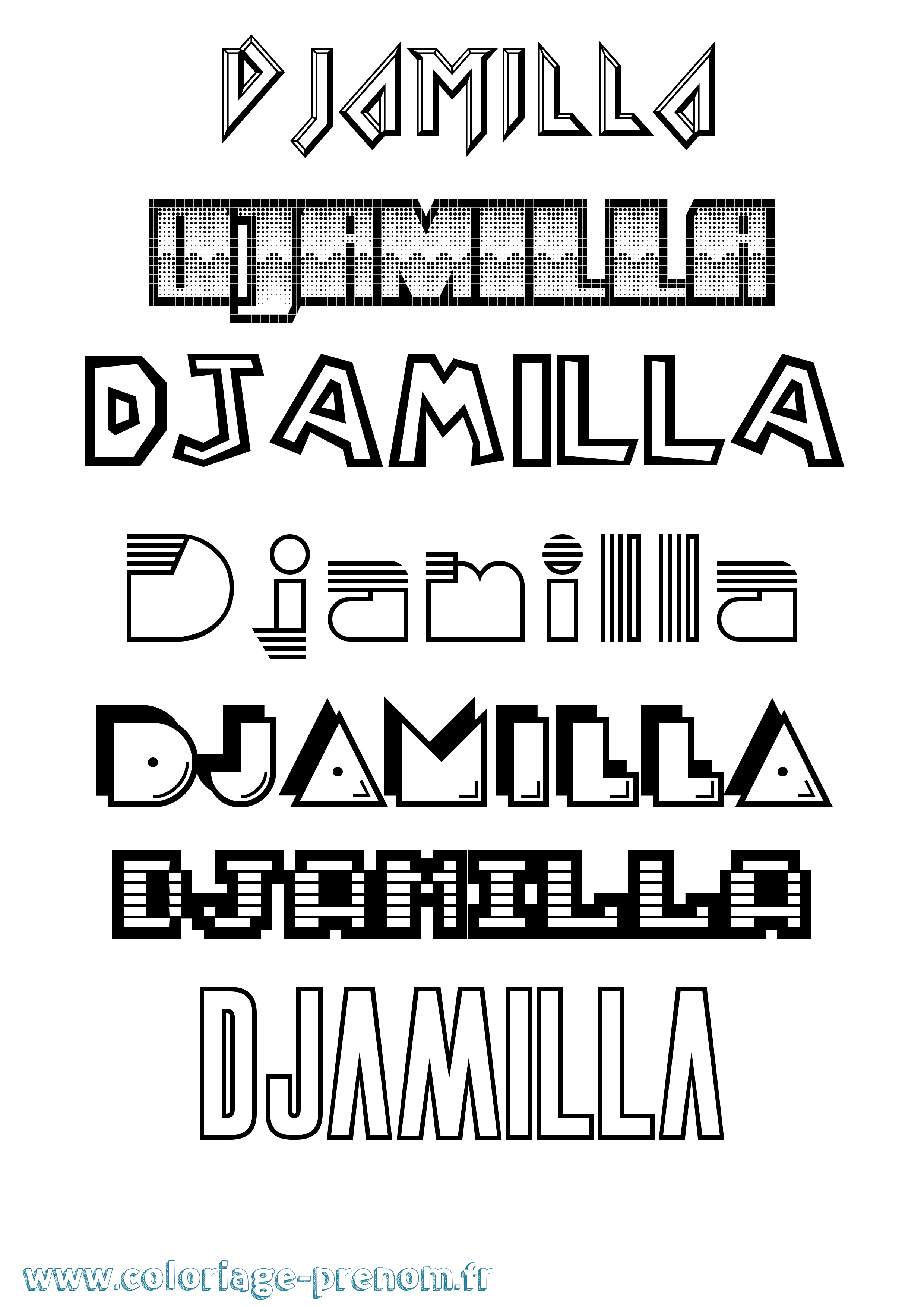 Coloriage Djamilla Jeux Vidéos Coloriage prénom Djamilla Jeux Vidéos