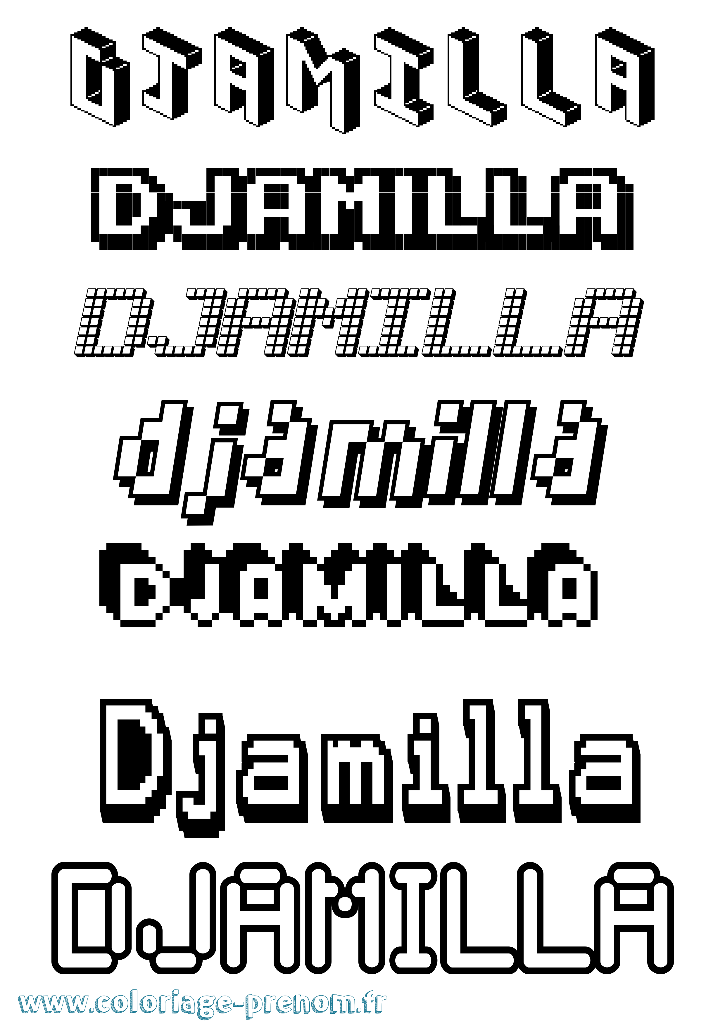 Coloriage Djamilla Pixel Coloriage prénom Djamilla Pixel