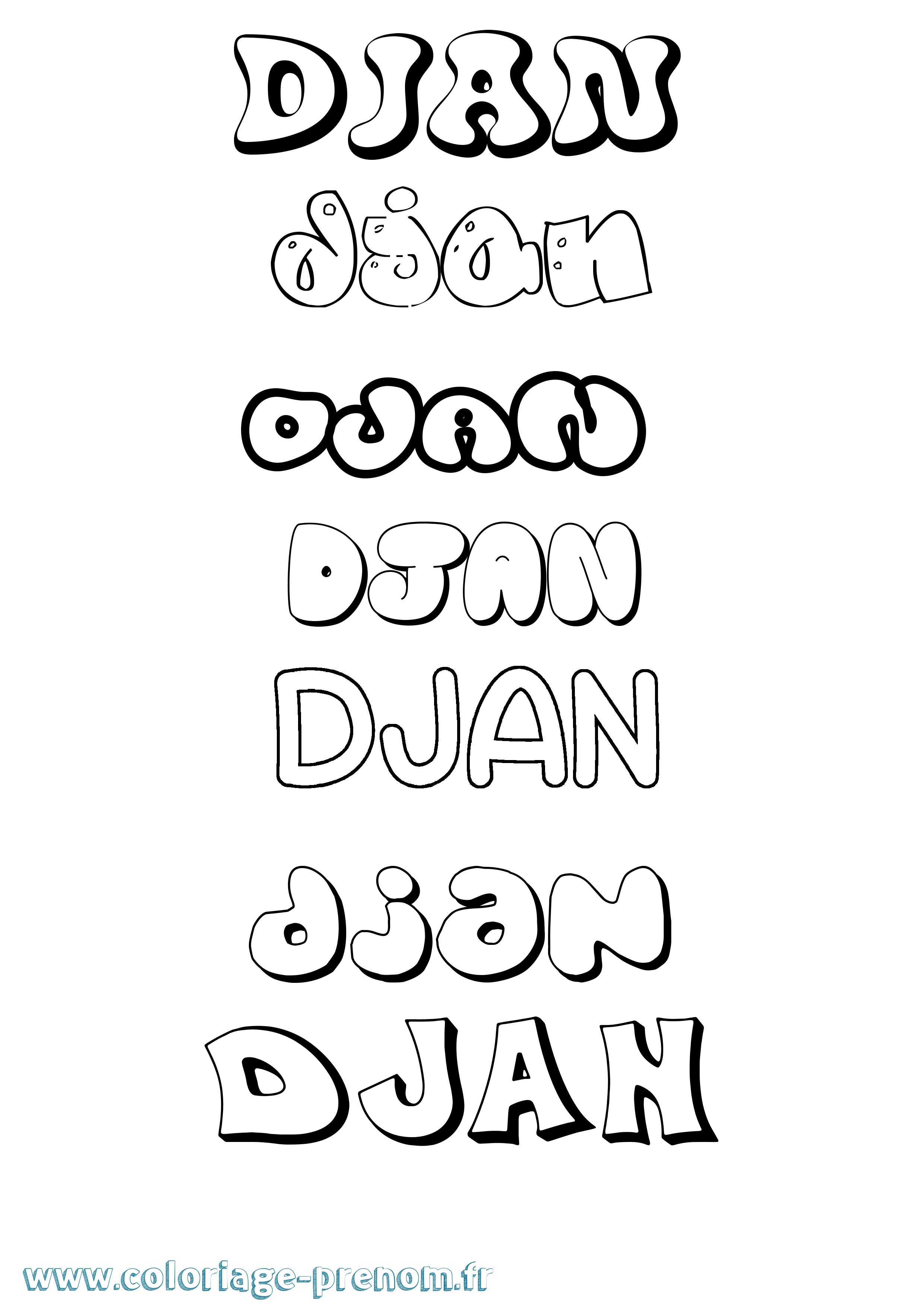 Coloriage Djan Bubble Coloriage prénom Djan Bubble