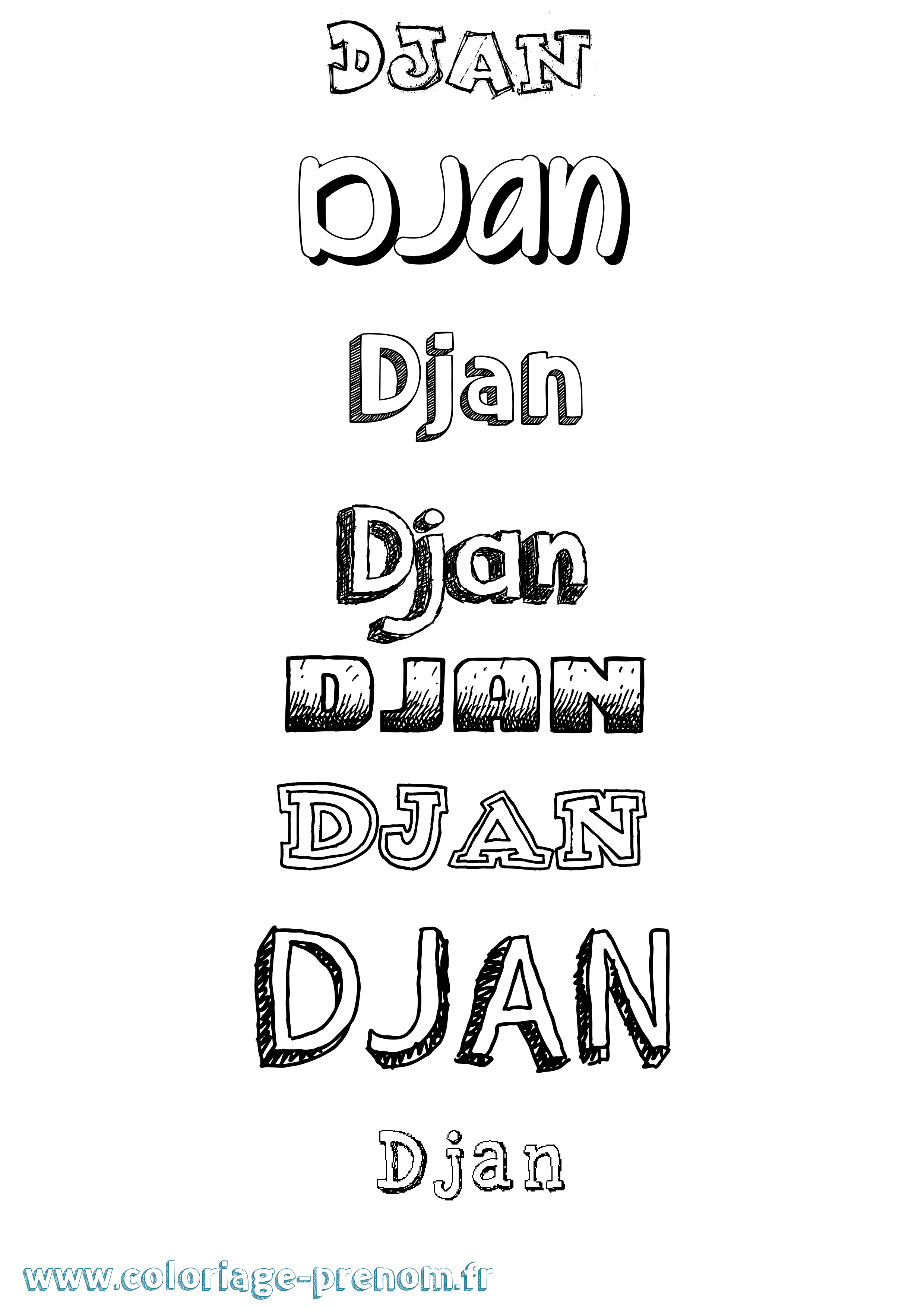 Coloriage Djan Dessiné Coloriage prénom Djan Dessiné
