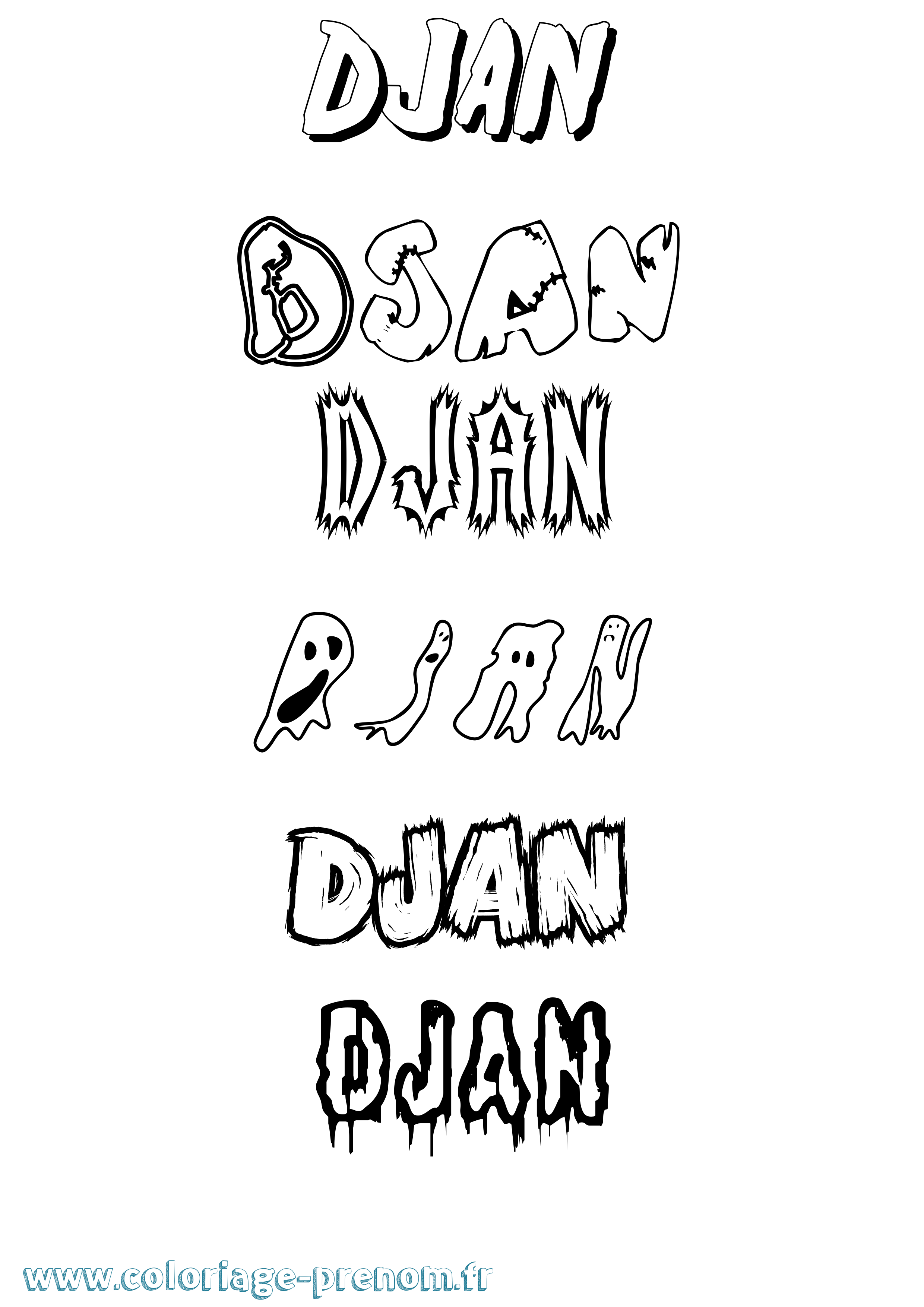 Coloriage Djan Frisson Coloriage prénom Djan Frisson