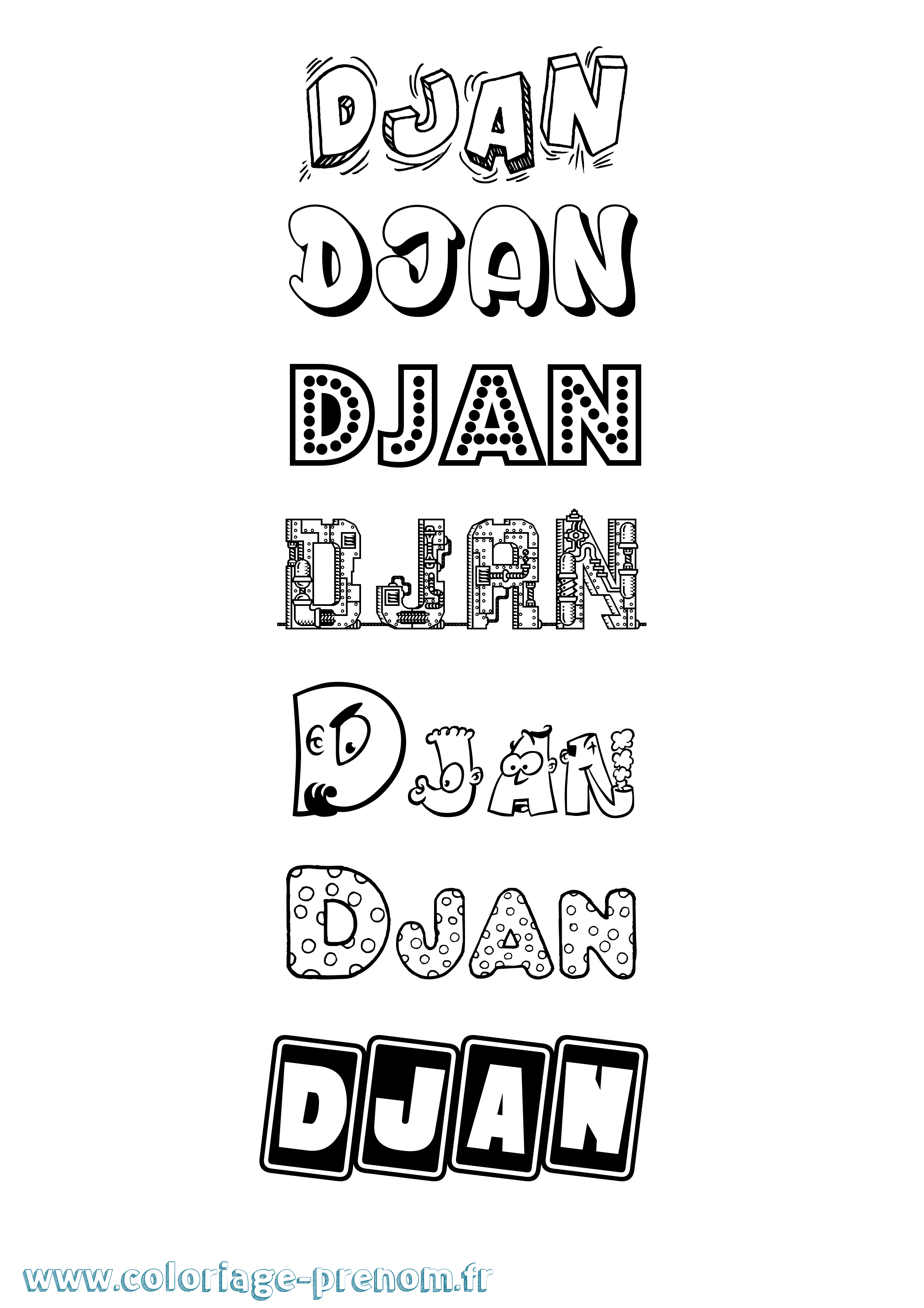 Coloriage Djan Fun Coloriage prénom Djan Fun